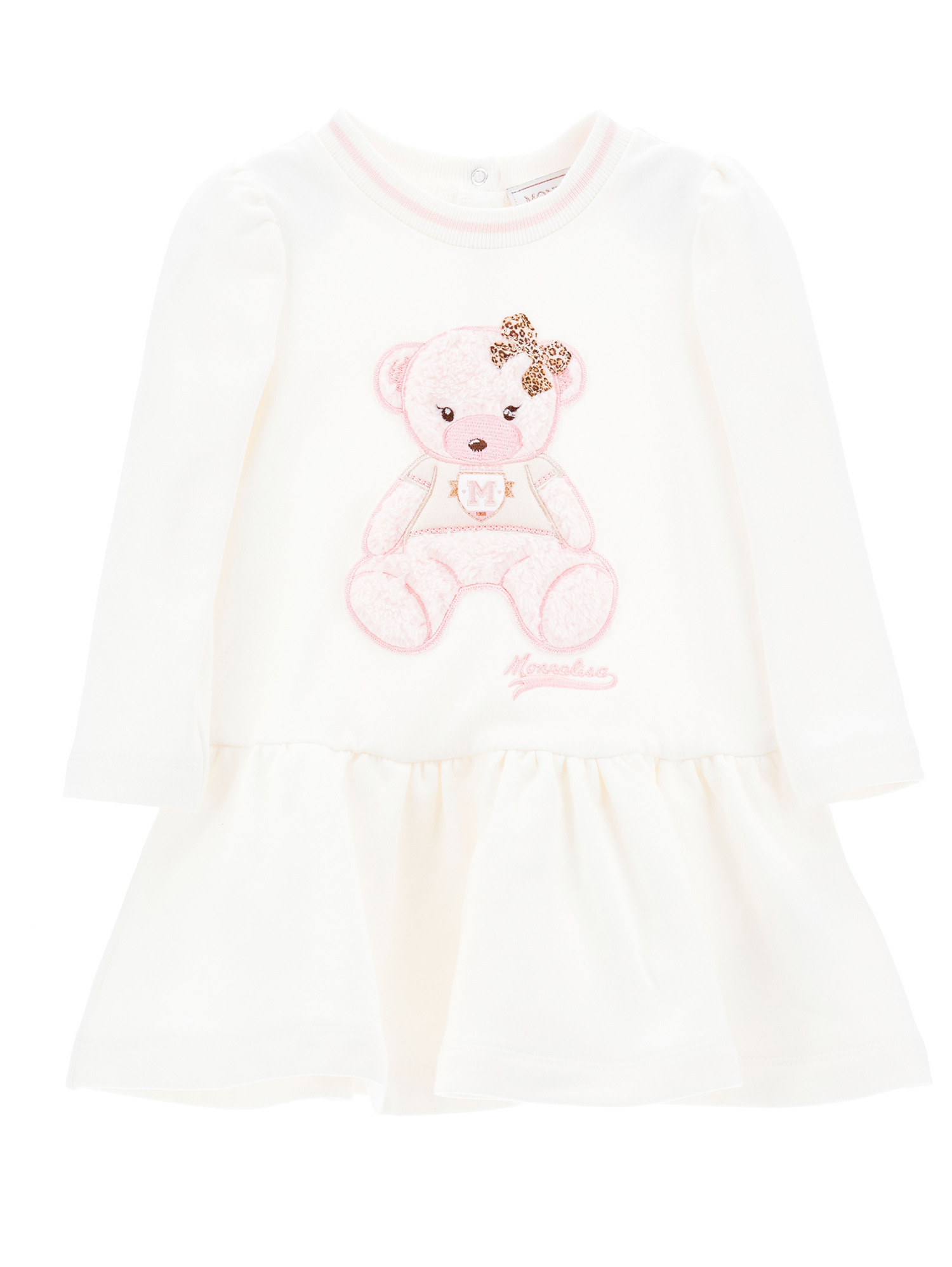 Monnalisa Kids'   Teddy Bear Jersey Dress In Cream