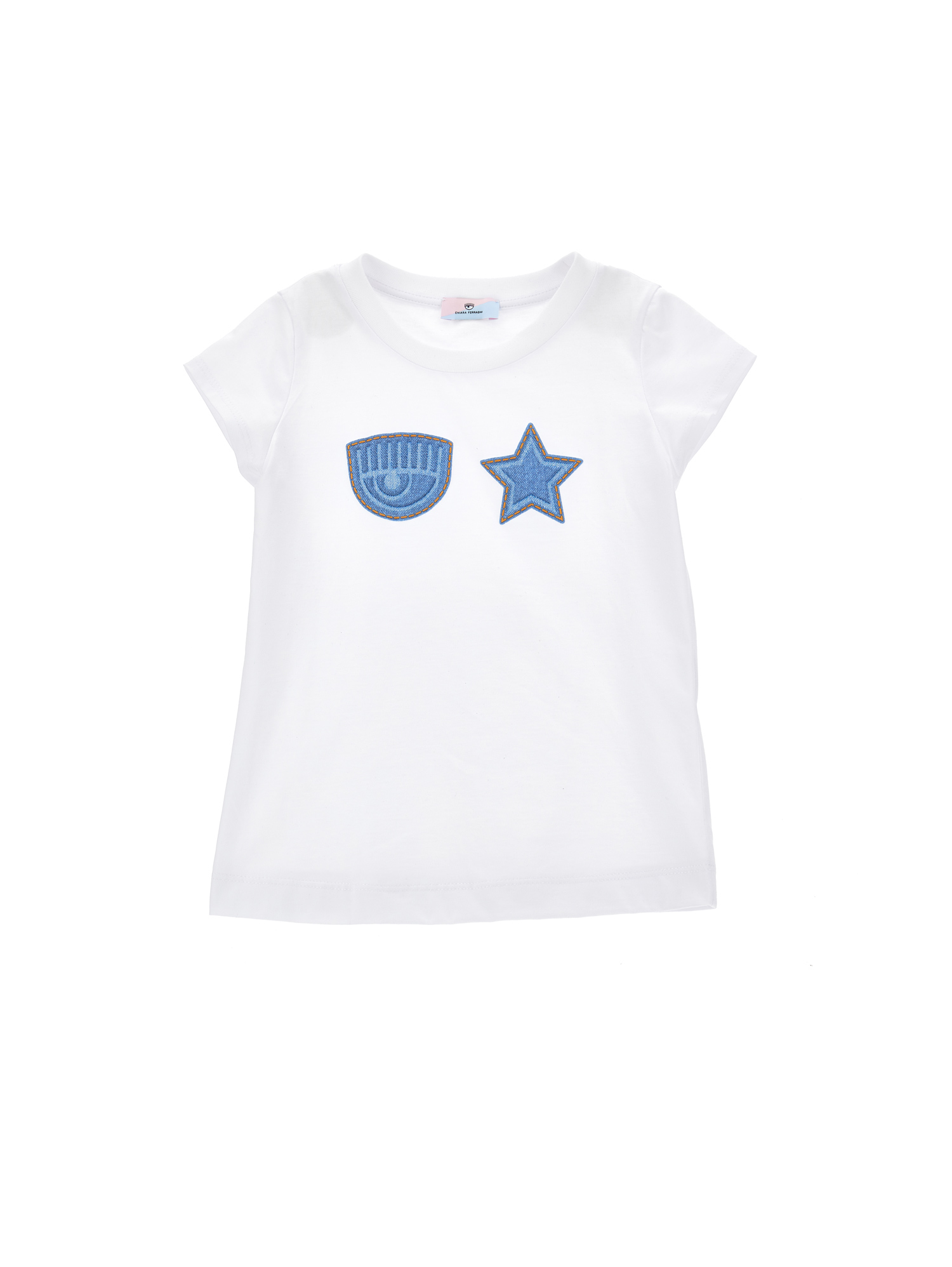 Shop Chiara Ferragni Eyestar T-shirt In White + Blue