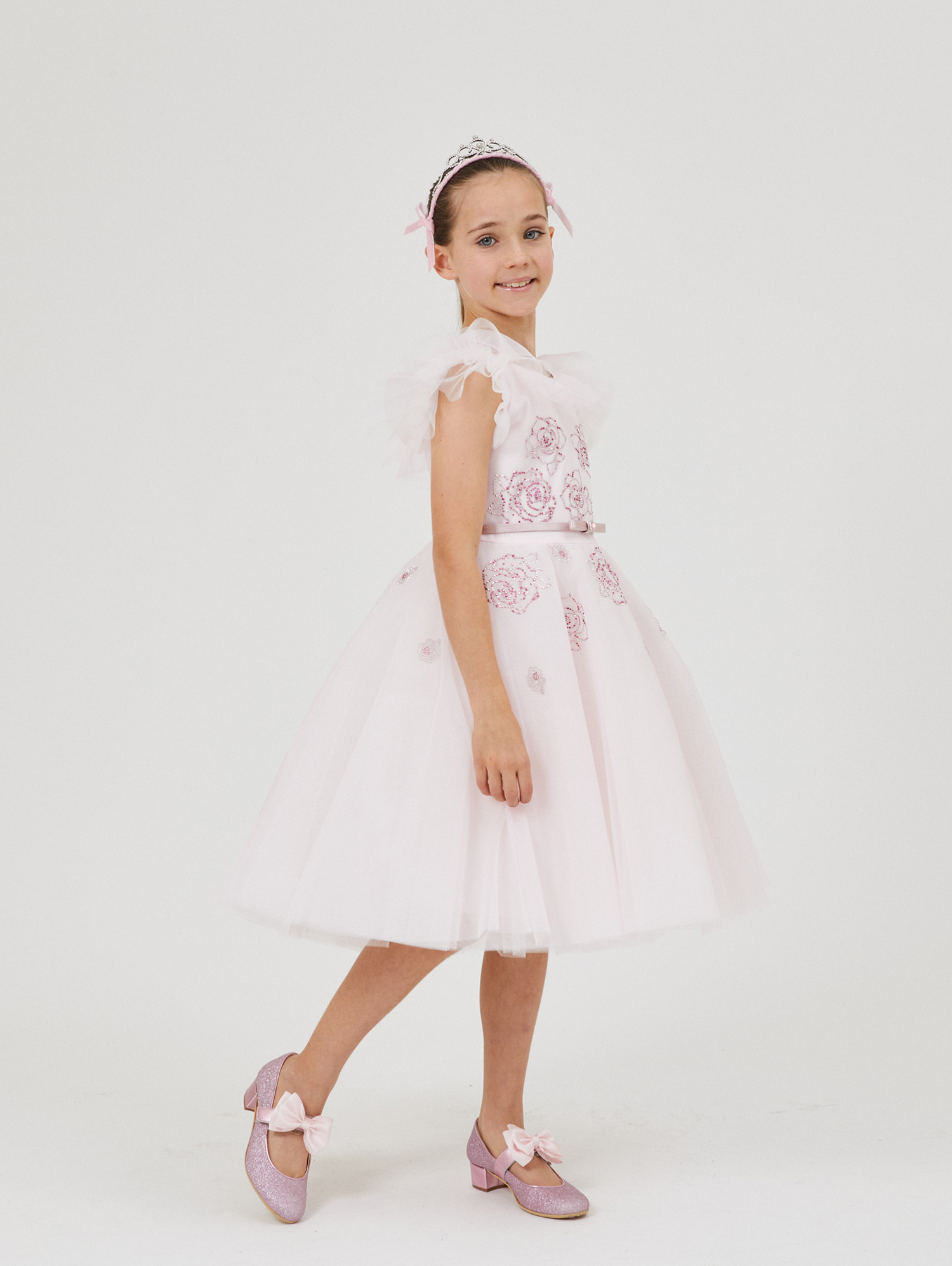 Monnalisa Glitter-detail 35mm Block-heel Ballerina Shoes In Glitter Pink