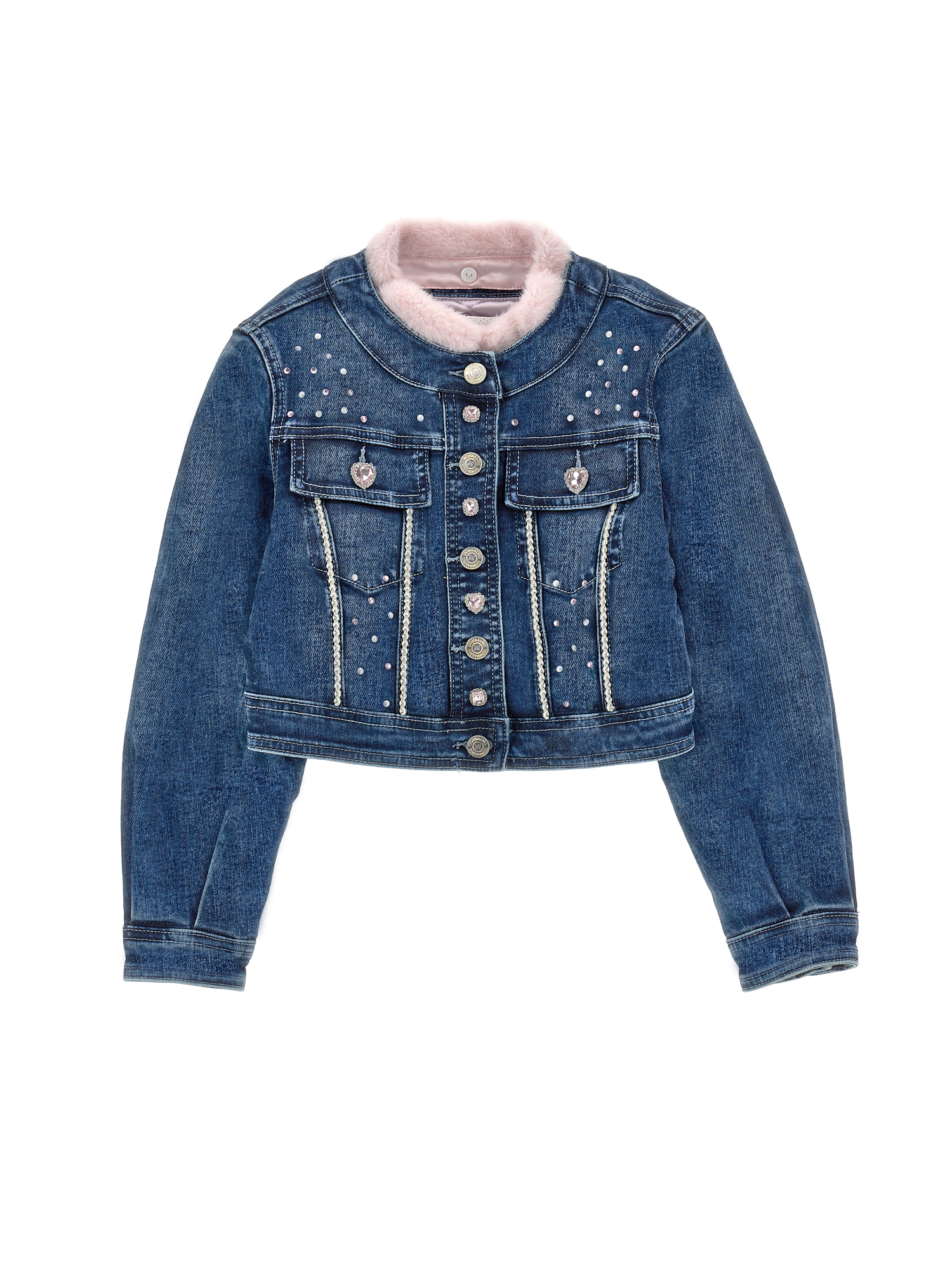 Monnalisa Jeansjacke Mit Strasssteinen In Blue