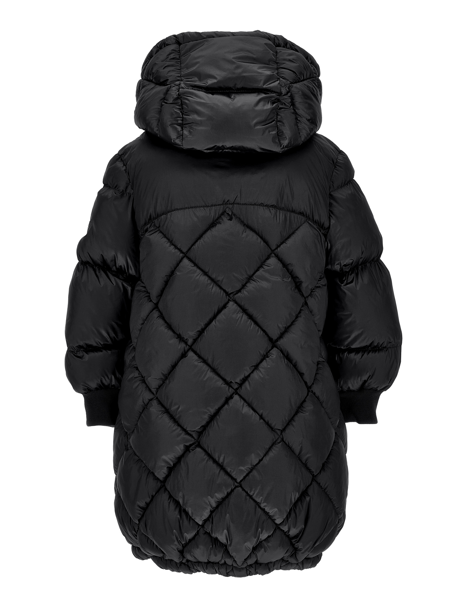 Monnalisa Long Padded Satin-style Jacket In Black