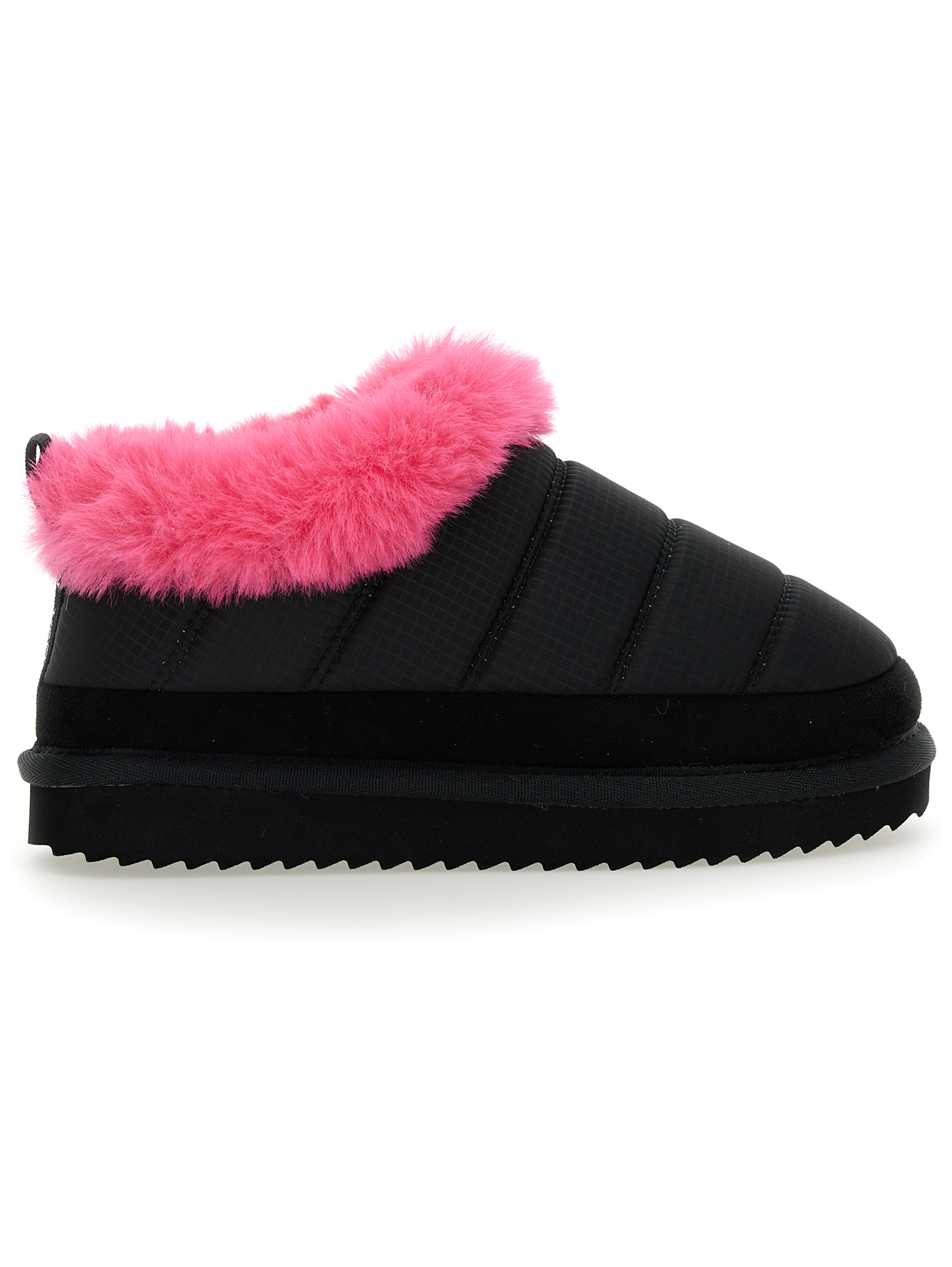Monnalisa Technical Fabric and Plush Slip Ons