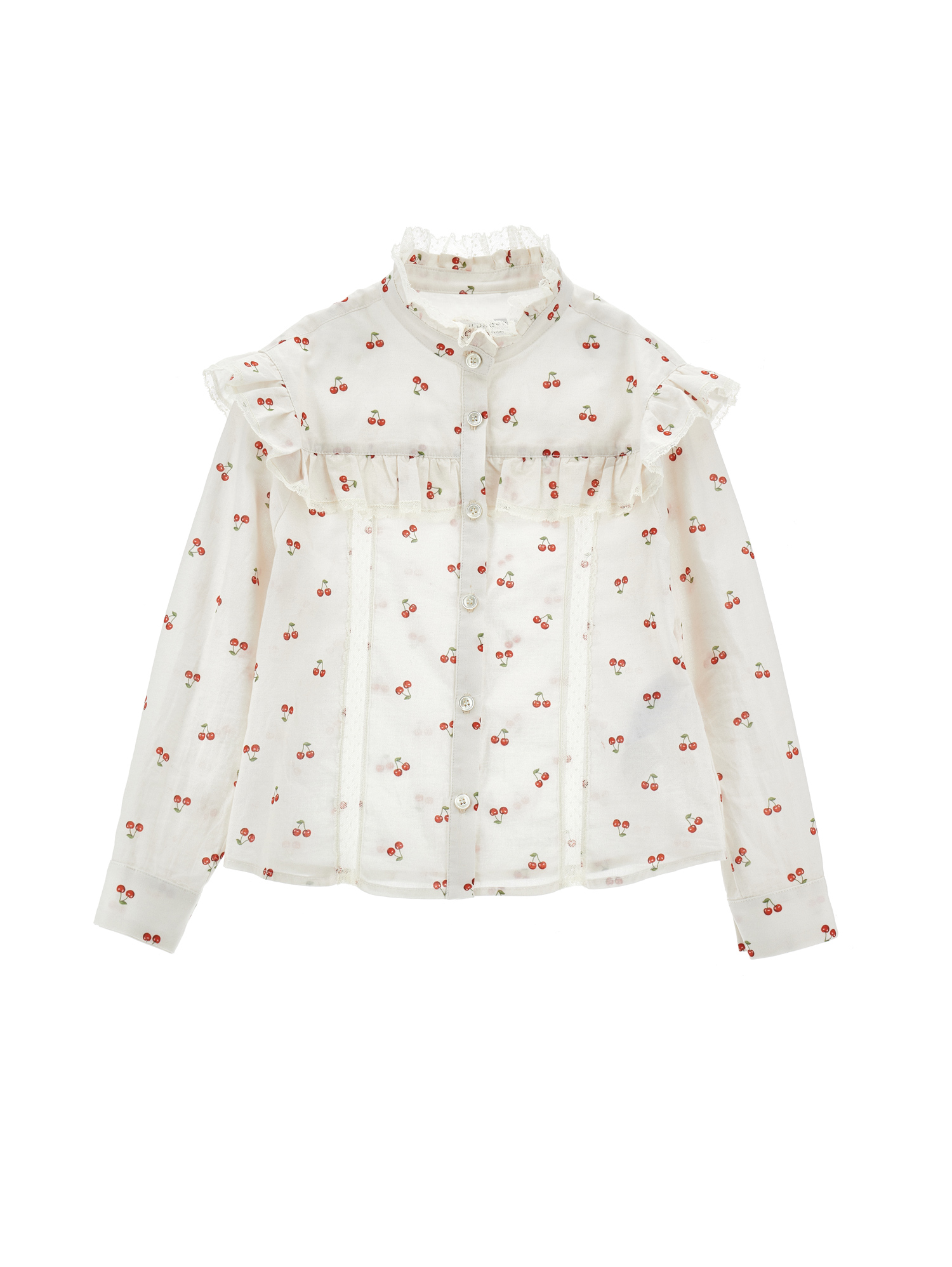 Philosophy Di Lorenzo Serafini Philosophy Kids  Cherry Print Ruffled Shirt In White