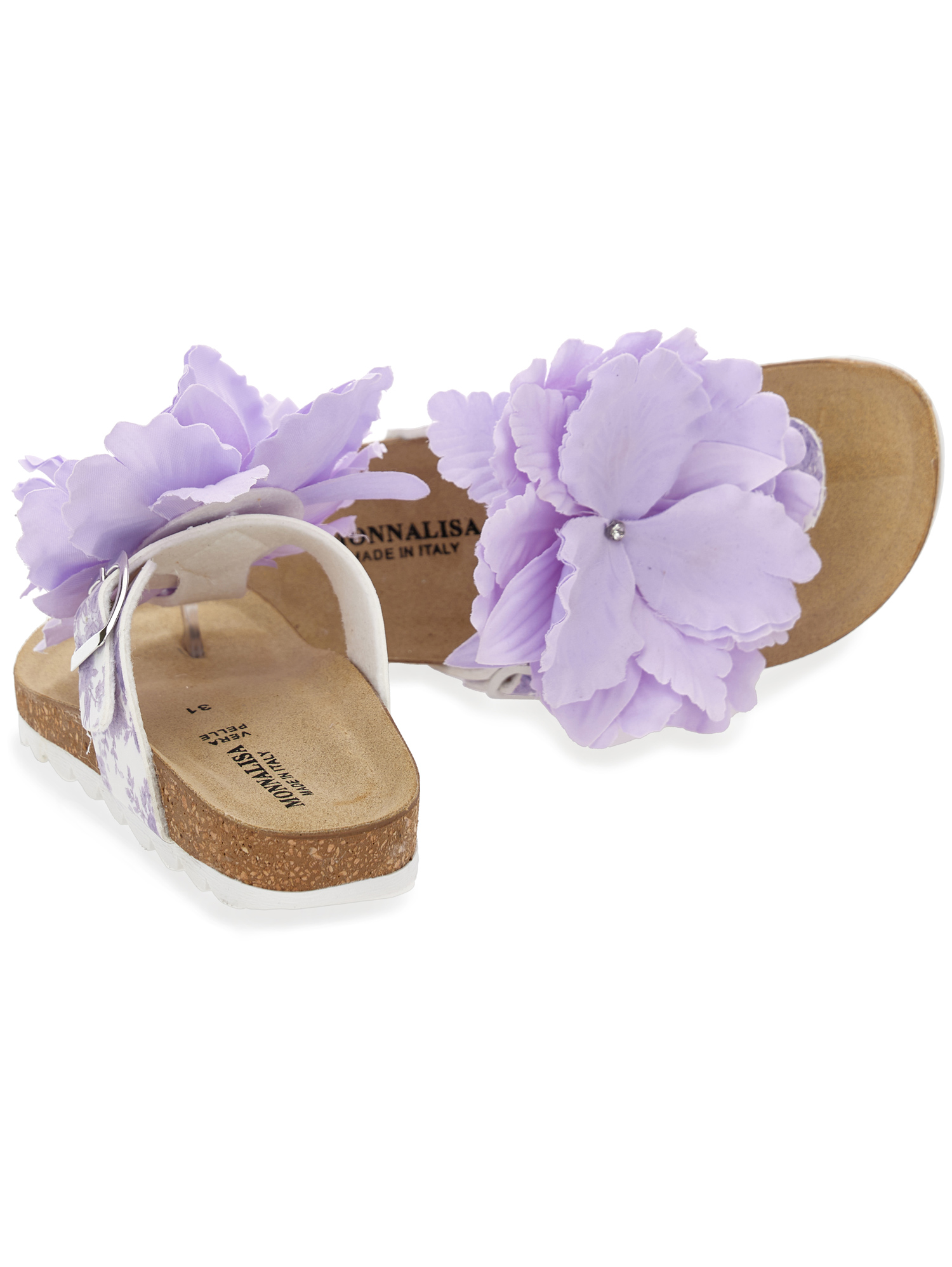 Shop Monnalisa Thong Sandals With Maxi Flower In Wisteria