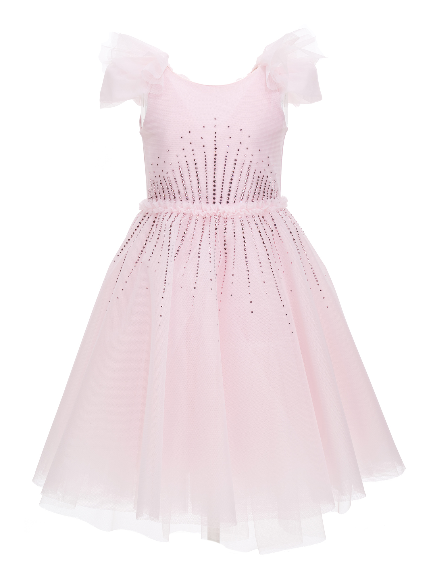 Monnalisa Kids' Sequin-embellished Tulle Dress In Dusty Pink Rose
