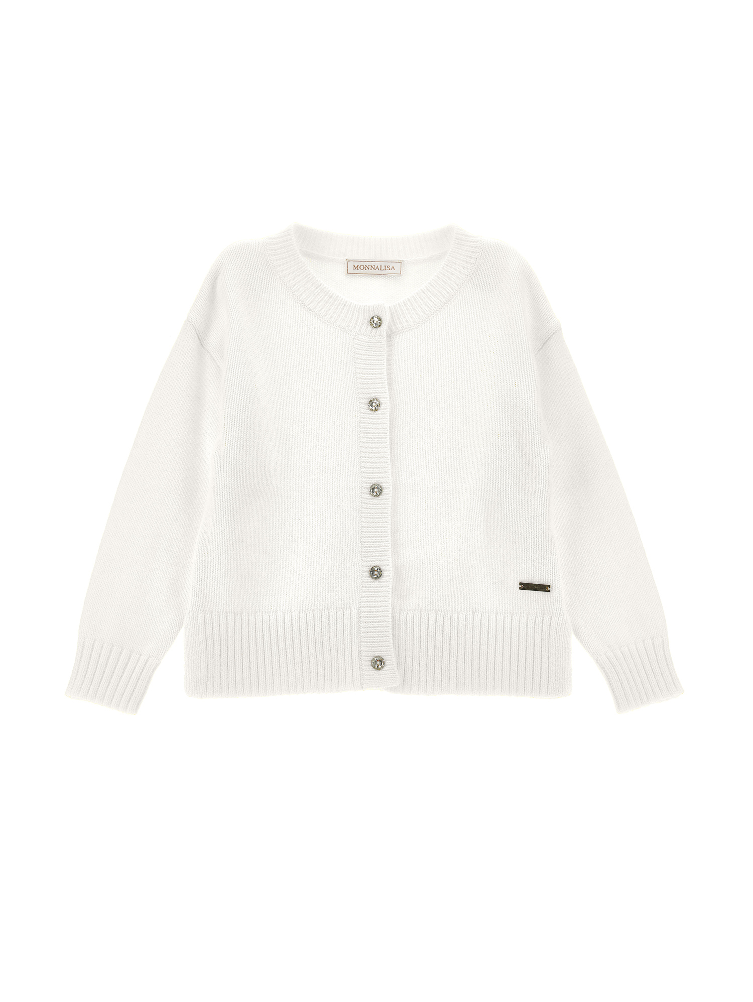 Monnalisa Soft Knit Cardigan In Cream