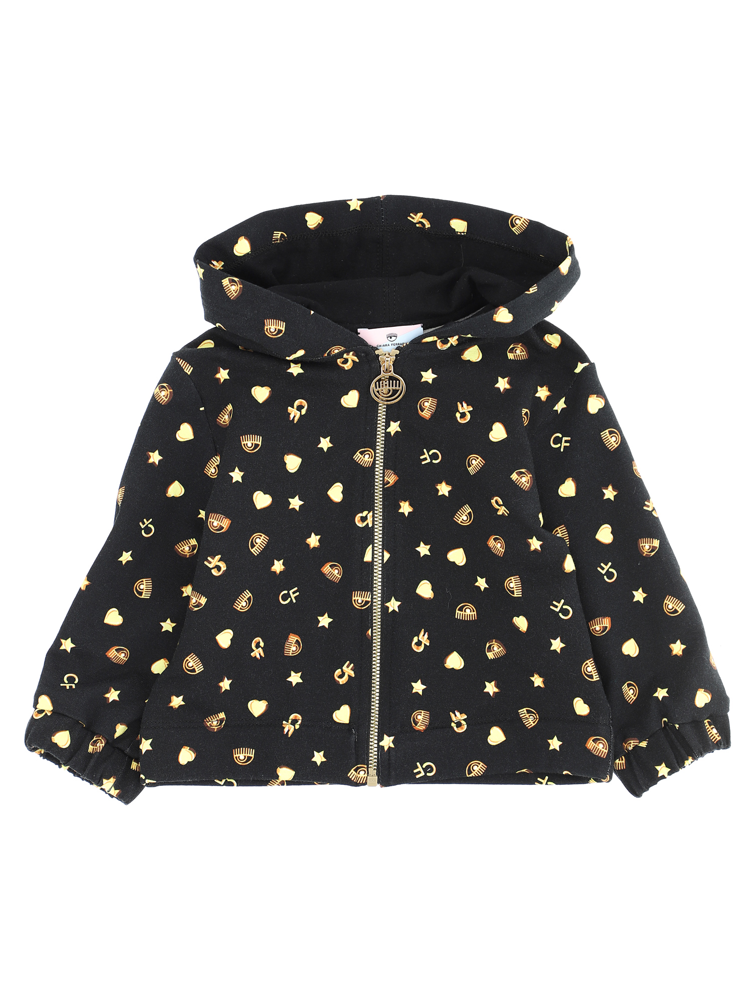 Chiara Ferragni Babies'   Cf Gold Hoodie In Black