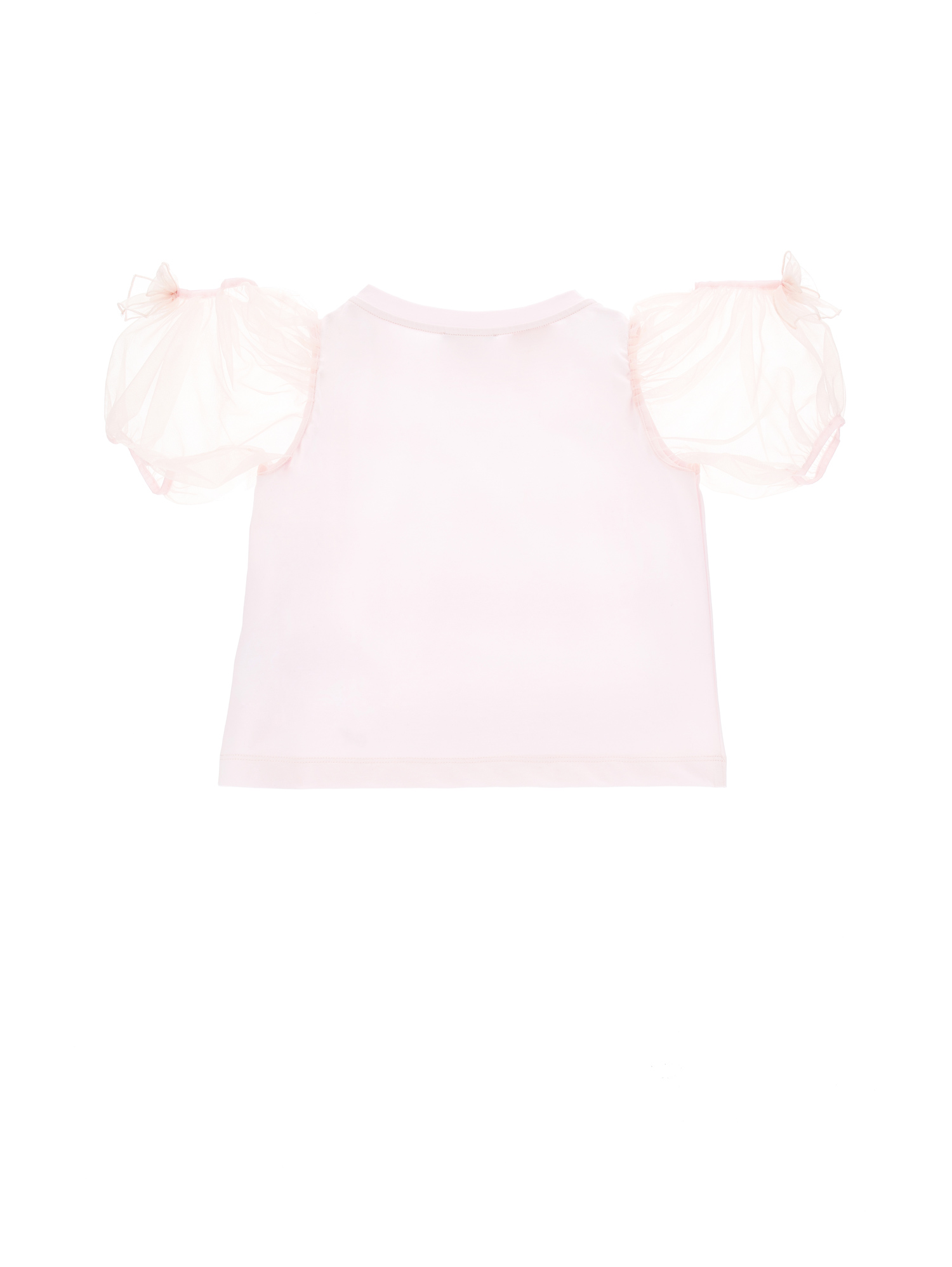 Shop Monnalisa Jersey T-shirt With Balloon Sleeves In Dusty Pink Rose