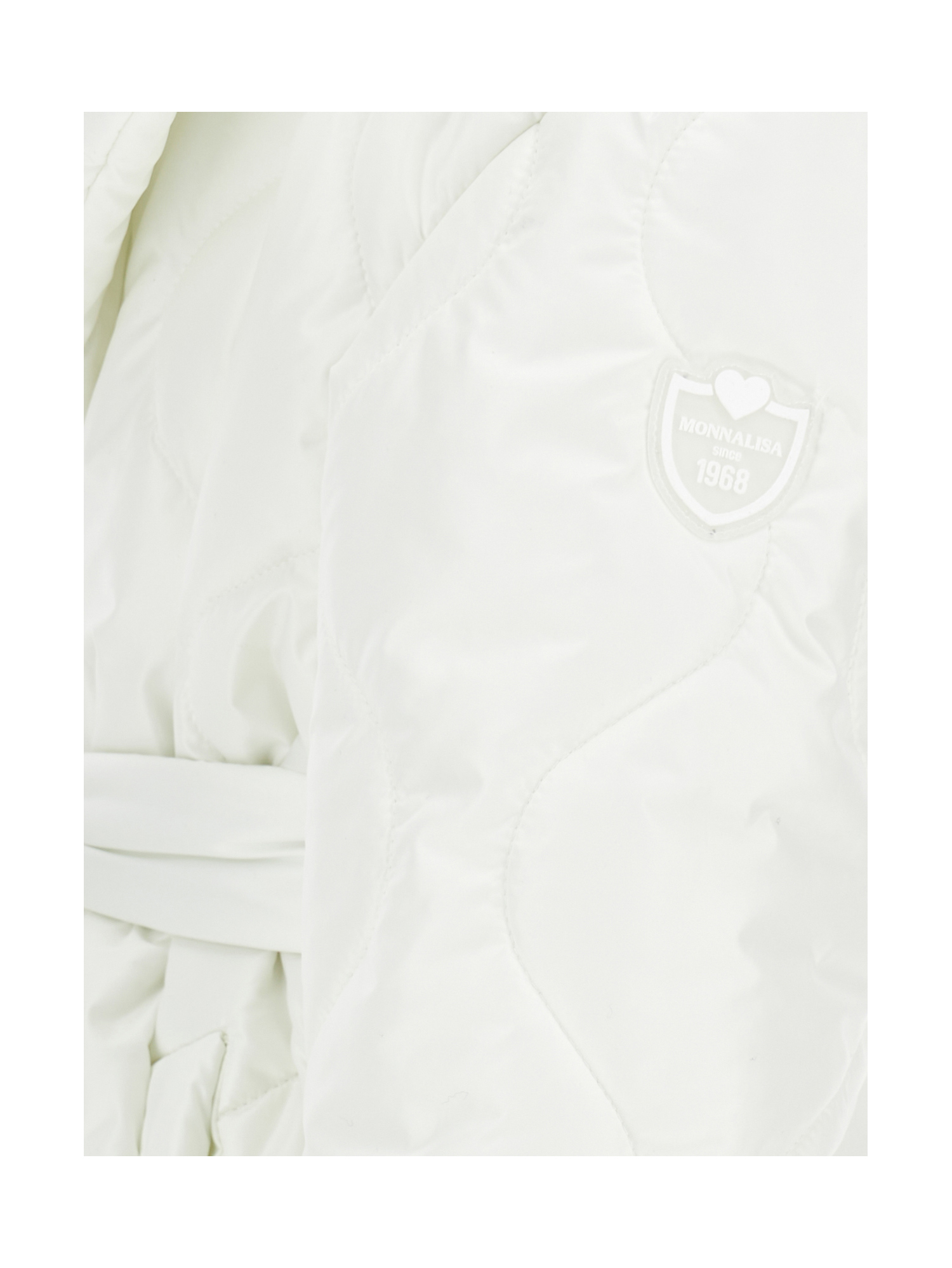 Monnalisa Quilted Technical Fabric Coat In Cream