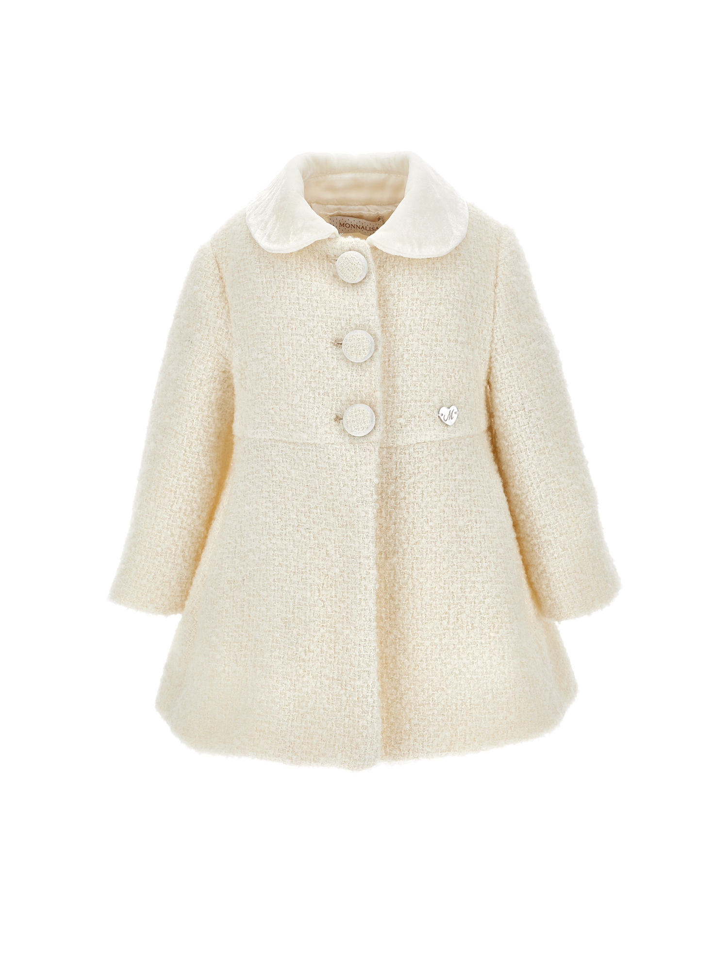 Monnalisa Bouclé Coat In Cream