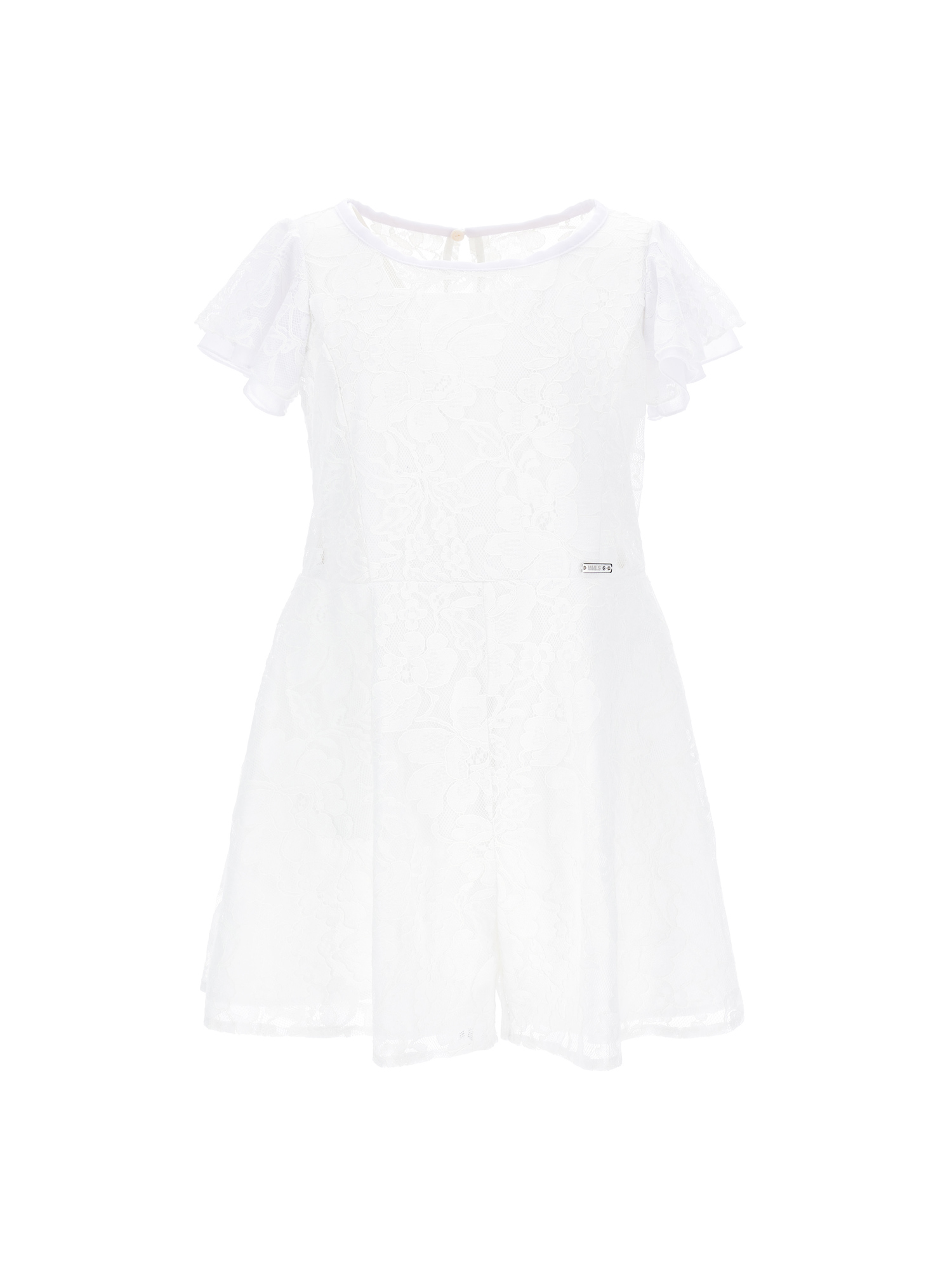 Monnalisa Kids'   Full Lace Playsuit With Shorts In White