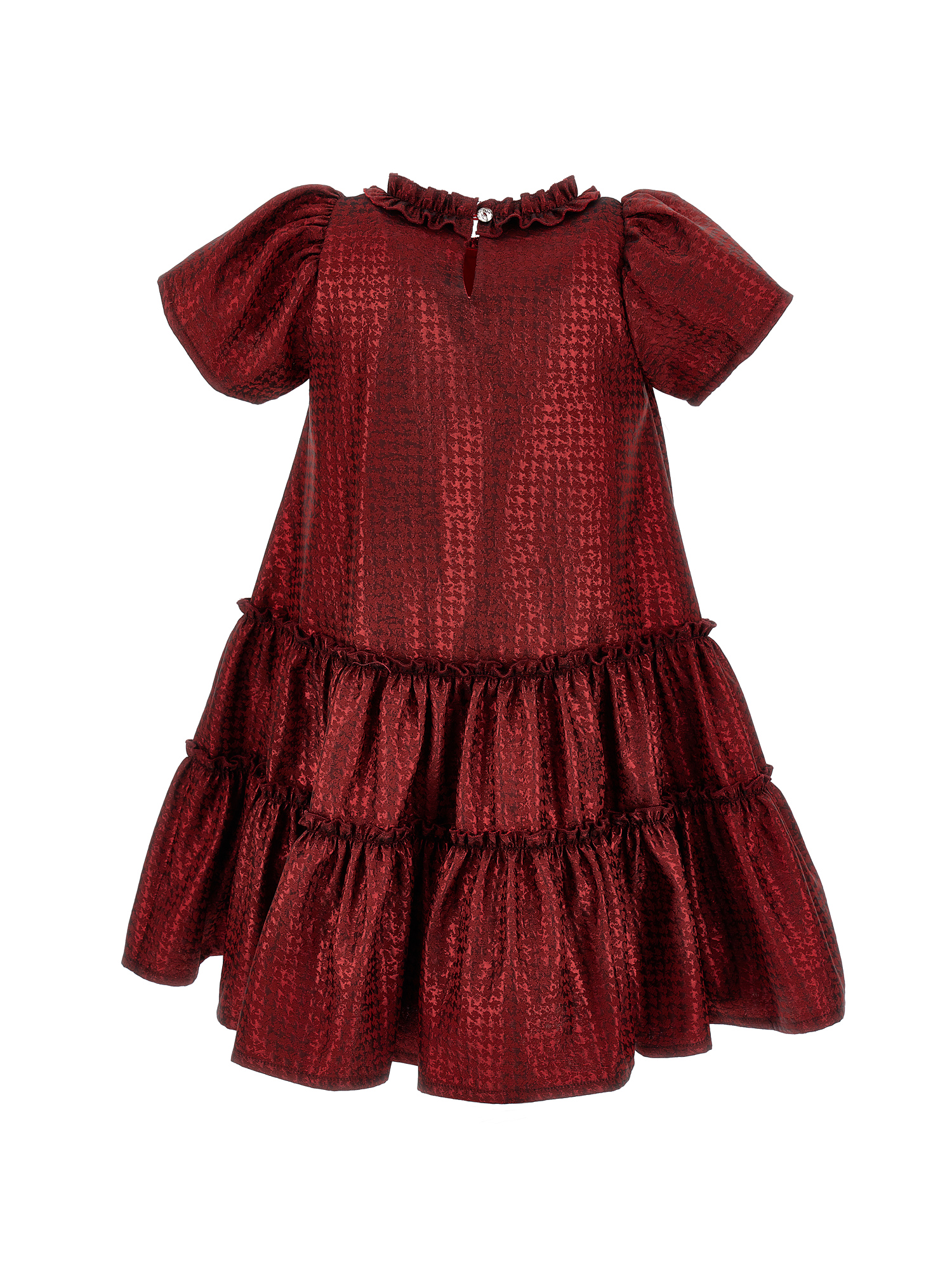 Monnalisa Houndstooth Jacquard Dress In Ruby Red