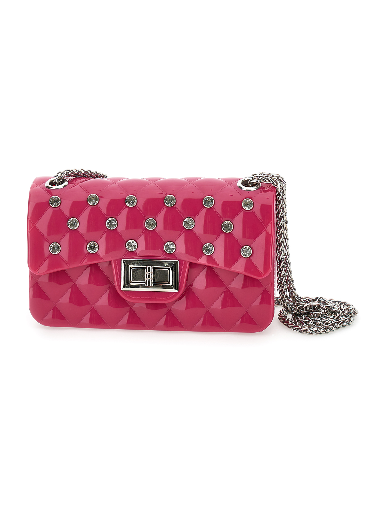 Monnalisa Pvc Shoulder Bag In Fuchsia + Grey