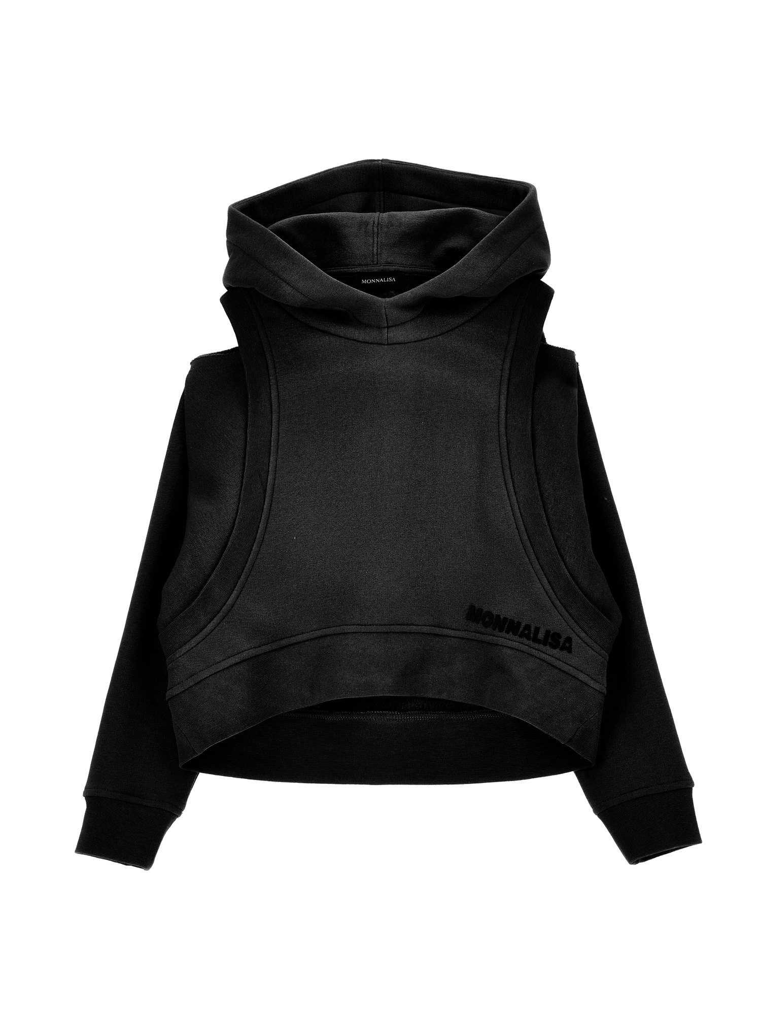 Monnalisa Cut-off Sweatshirt In Black