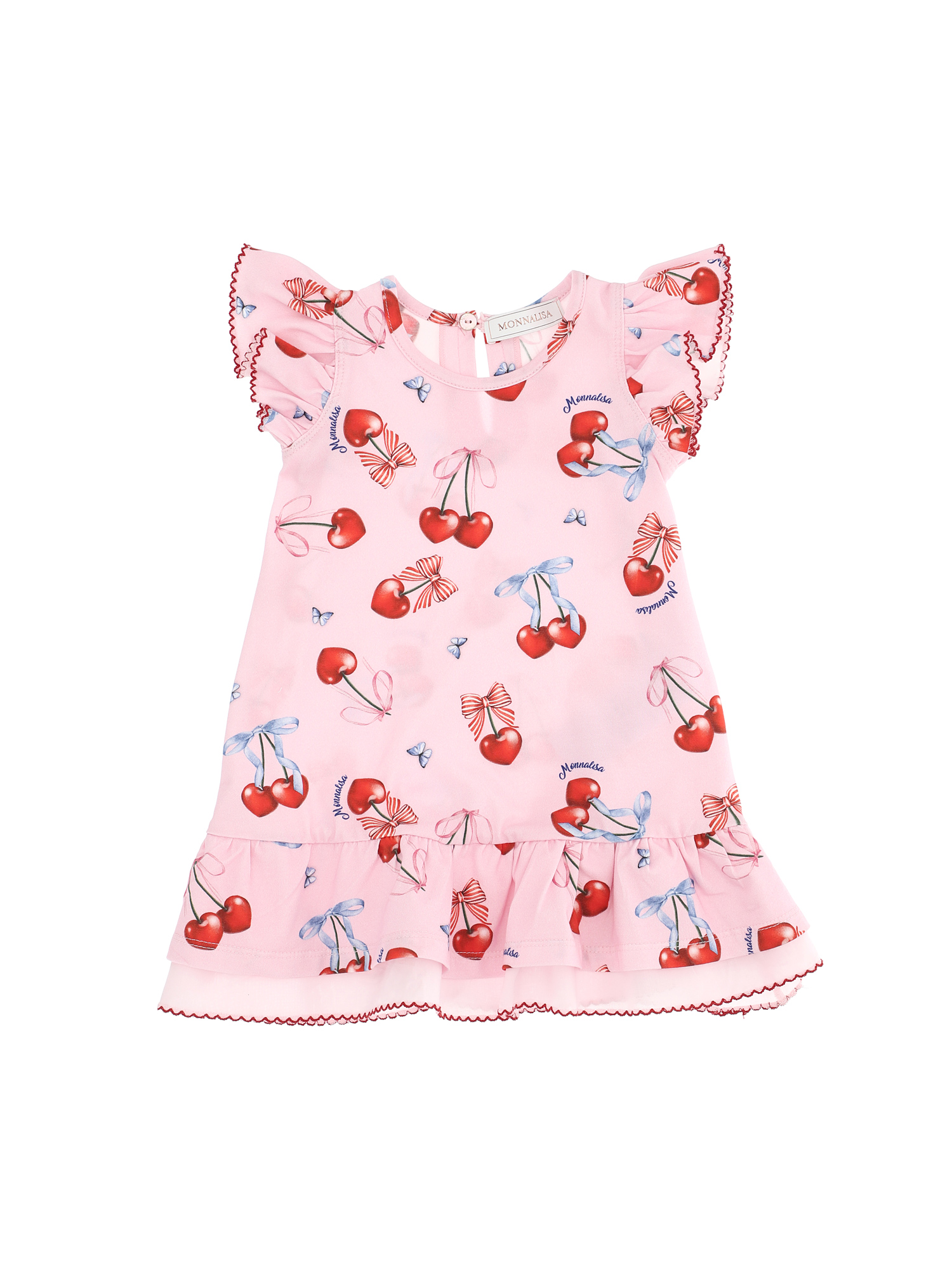 Monnalisa cherry bow-print dress - Pink