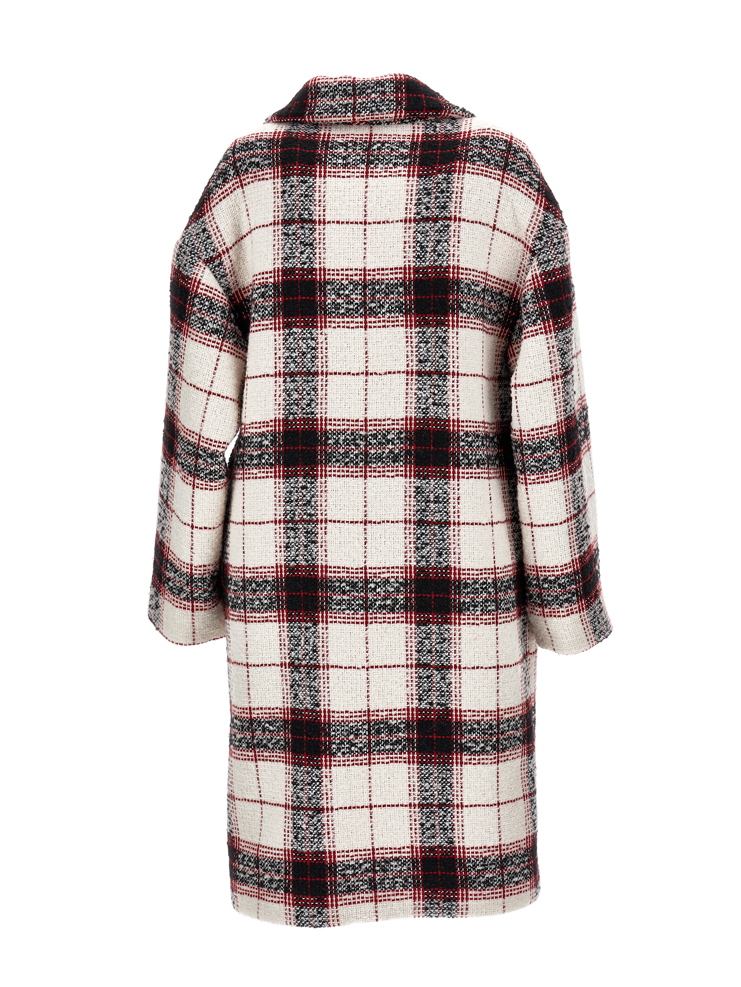 Shop Monnalisa Tartan Bouclé Coat In Cream + Black