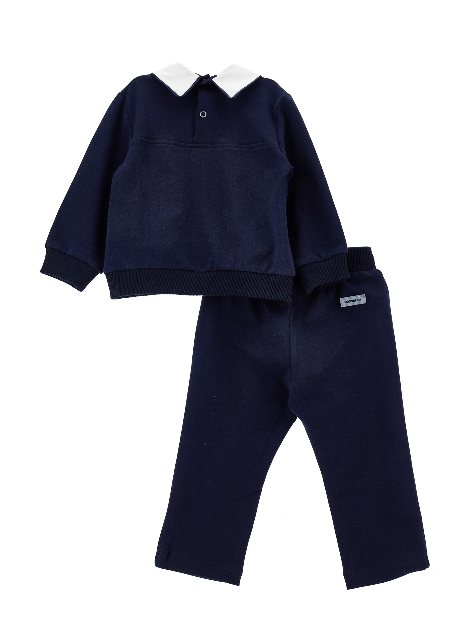 Monnalisa Two-piece Fleece Set With Teddy Bear In Dark Blue