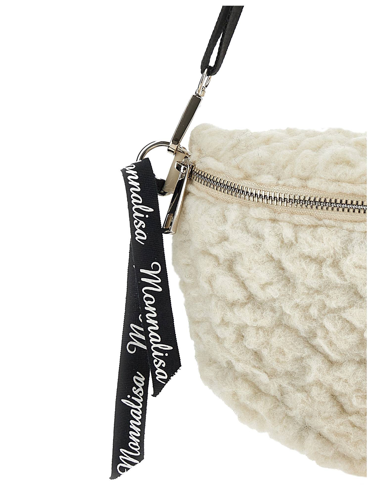 Monnalisa Plush Shoulder Bag In Cream