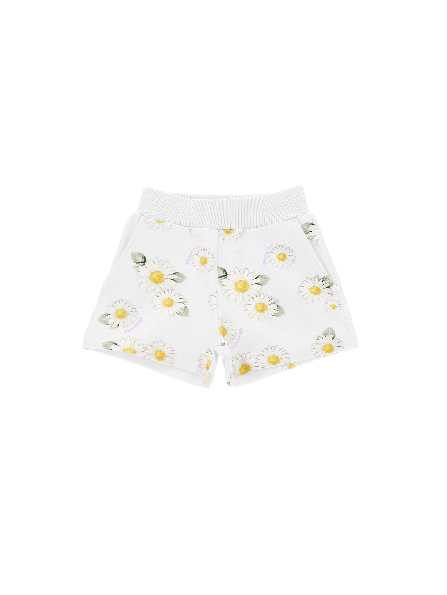 Shop Monnalisa Daisy Fleece Shorts In White