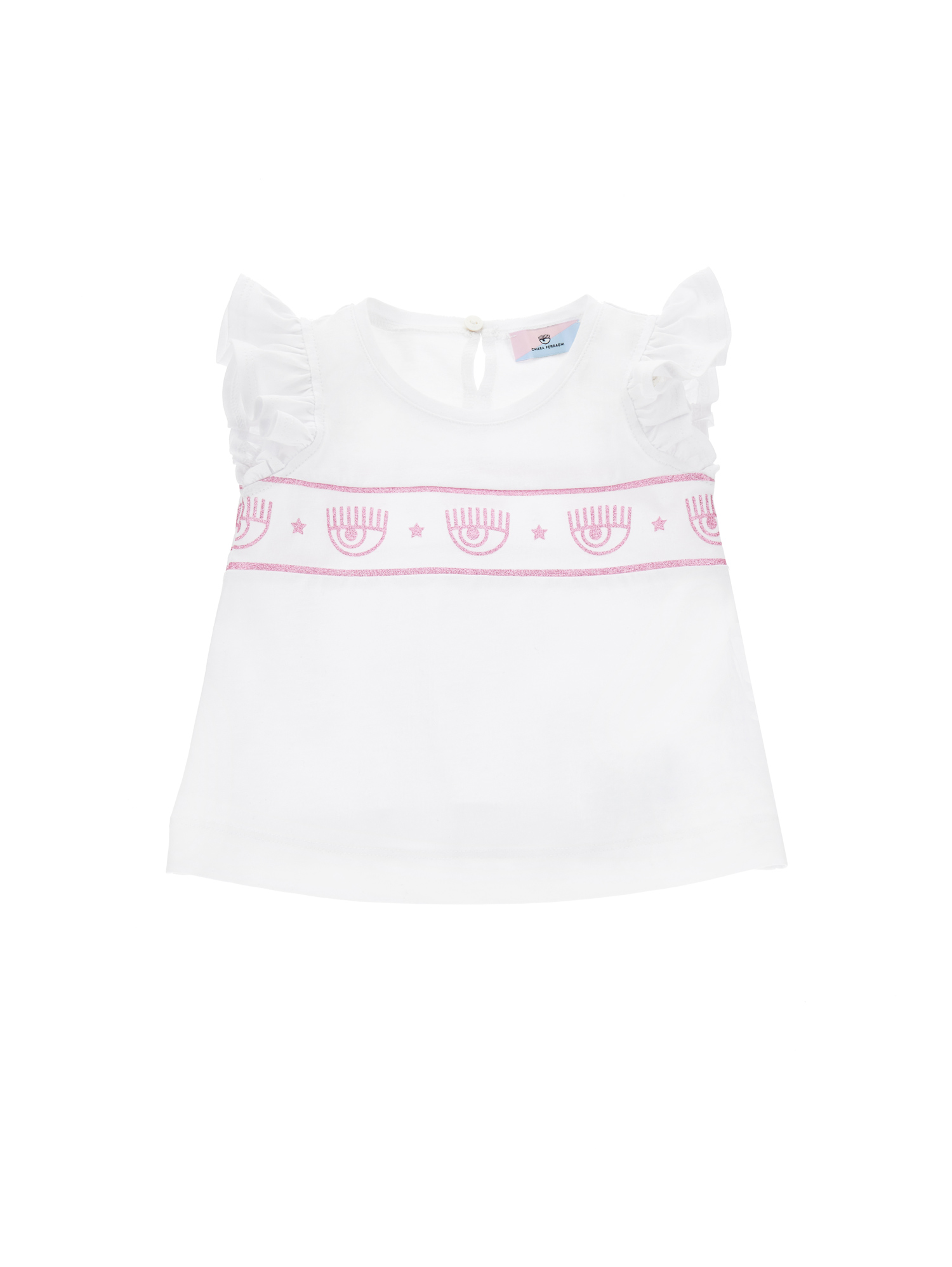 Chiara Ferragni Kids'   Maxilogomania Jersey Tank Top In White + Rosa Fairytale