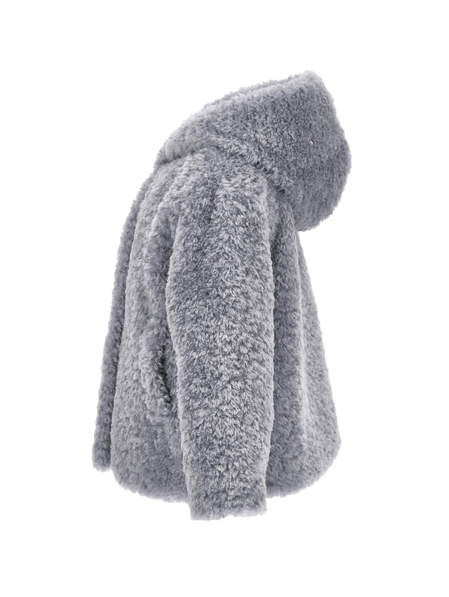 Monnalisa Plush Jacket With Hood In Grey