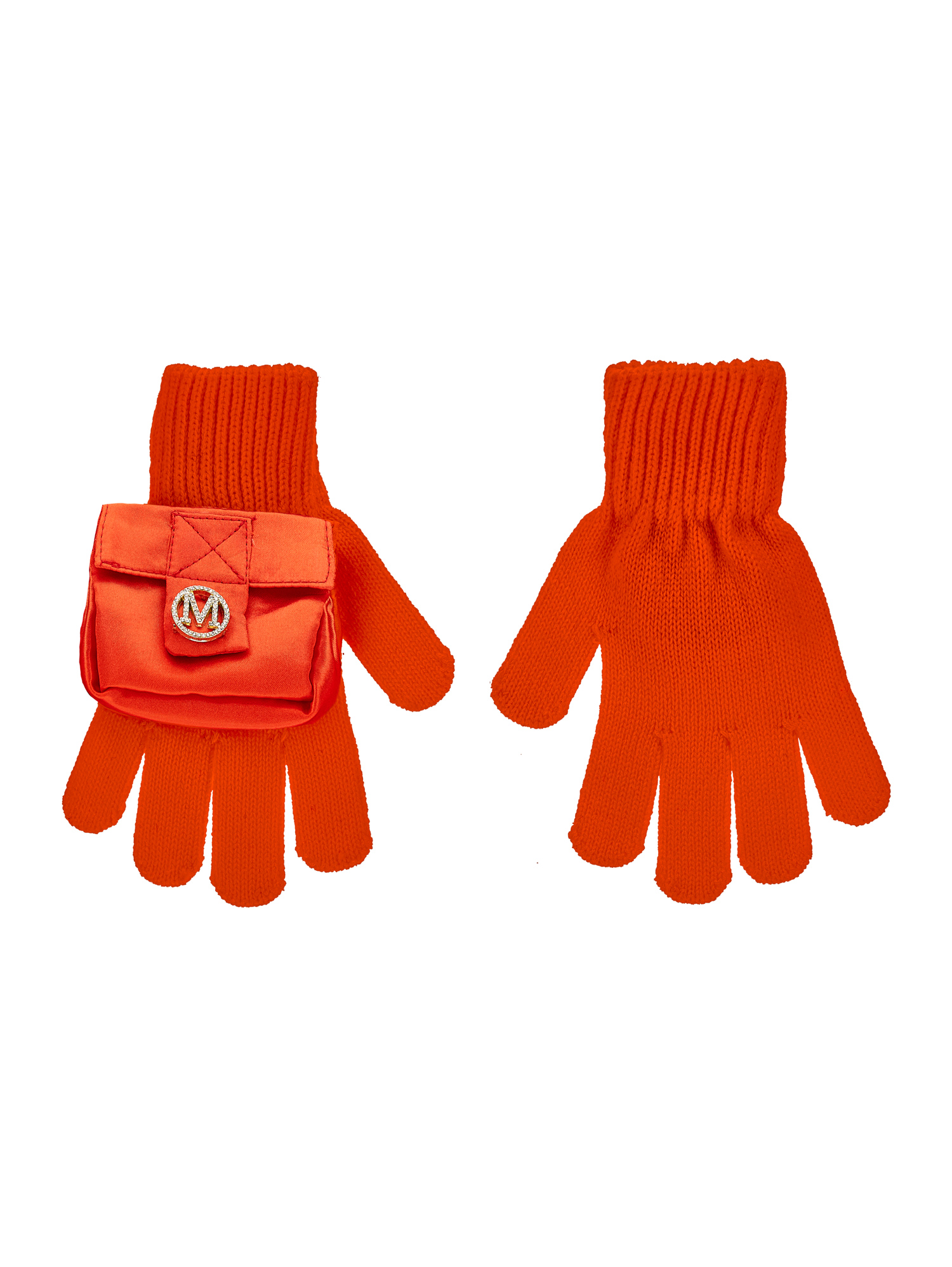 Monnalisa Kids'   Gloves With Satin Pocket In Orange