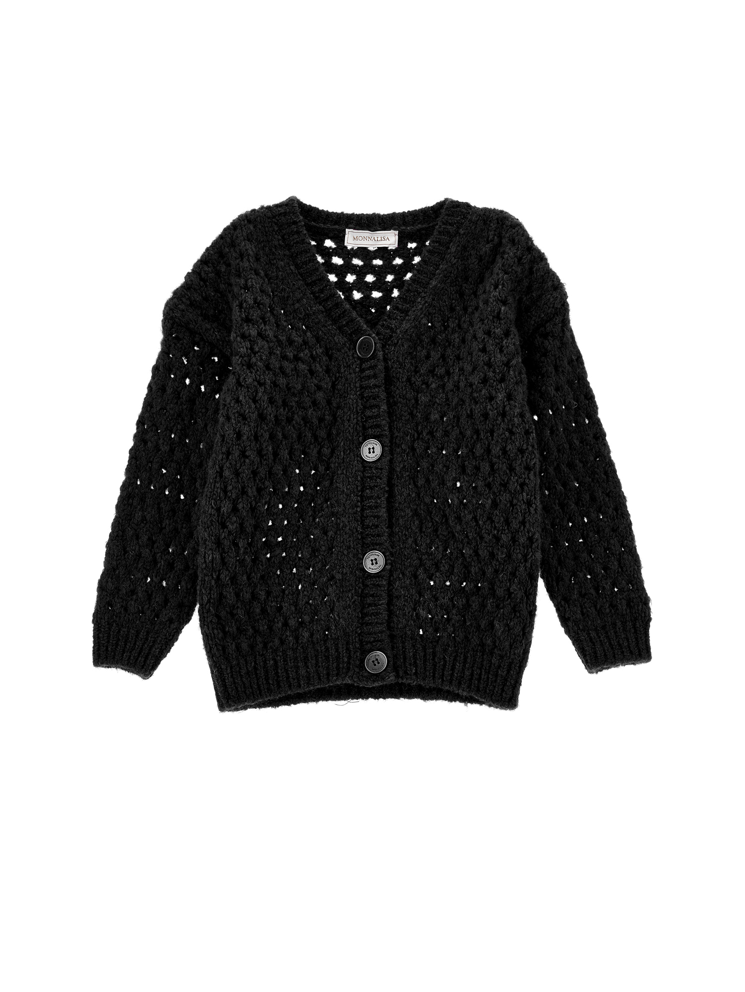 Monnalisa Daffy Duck Yarn Cardigan In Black