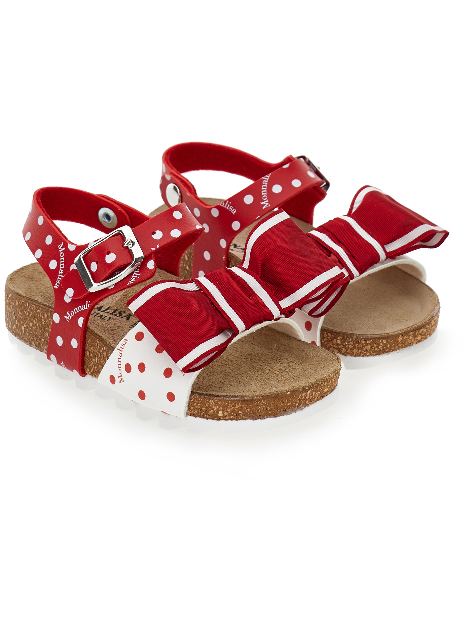 Monnalisa Gepunktete Sandalen Mit Schleife In Red + White