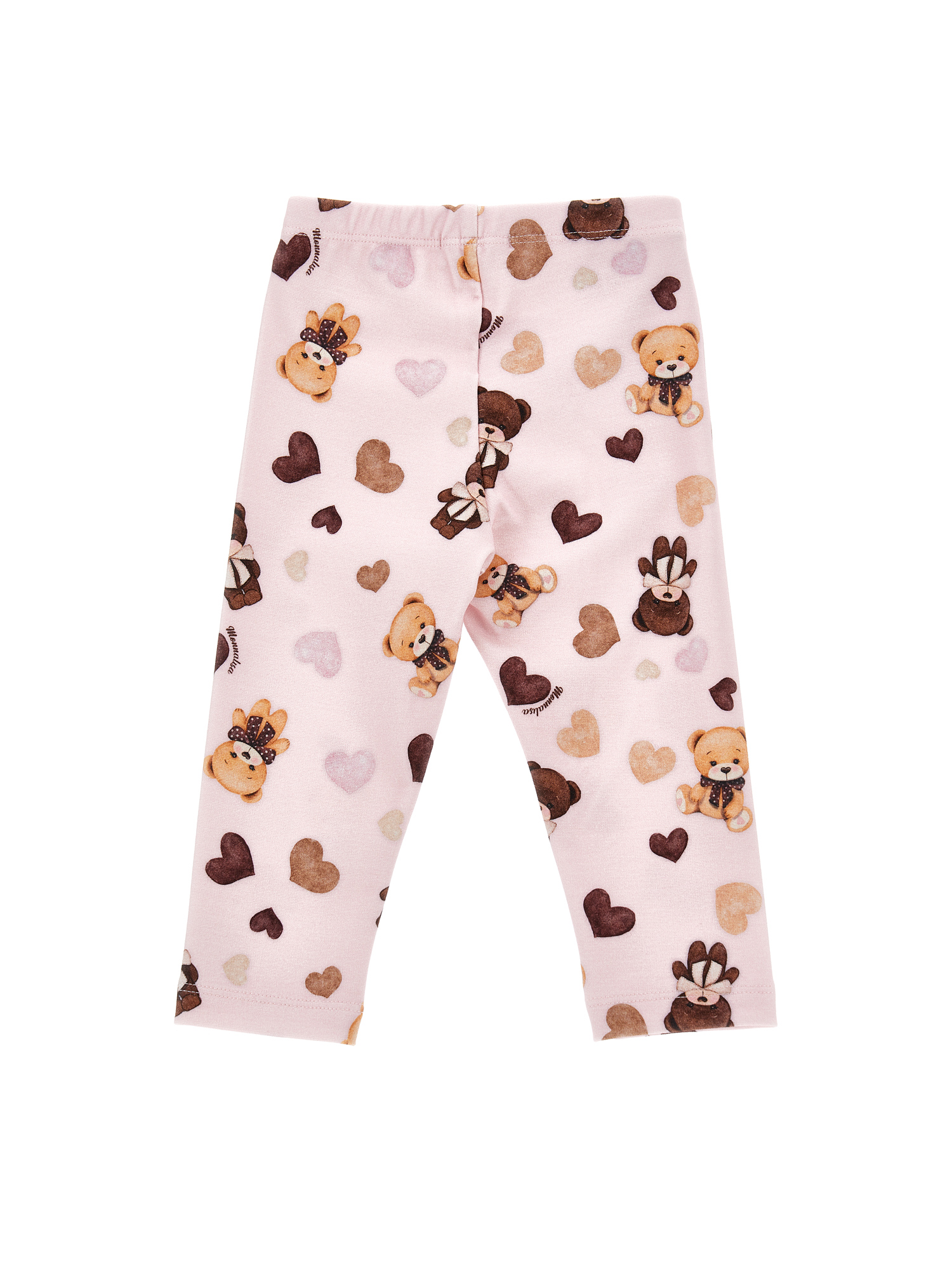 Shop Monnalisa Teddy Bear And Heart Jersey Leggings In Light Pink