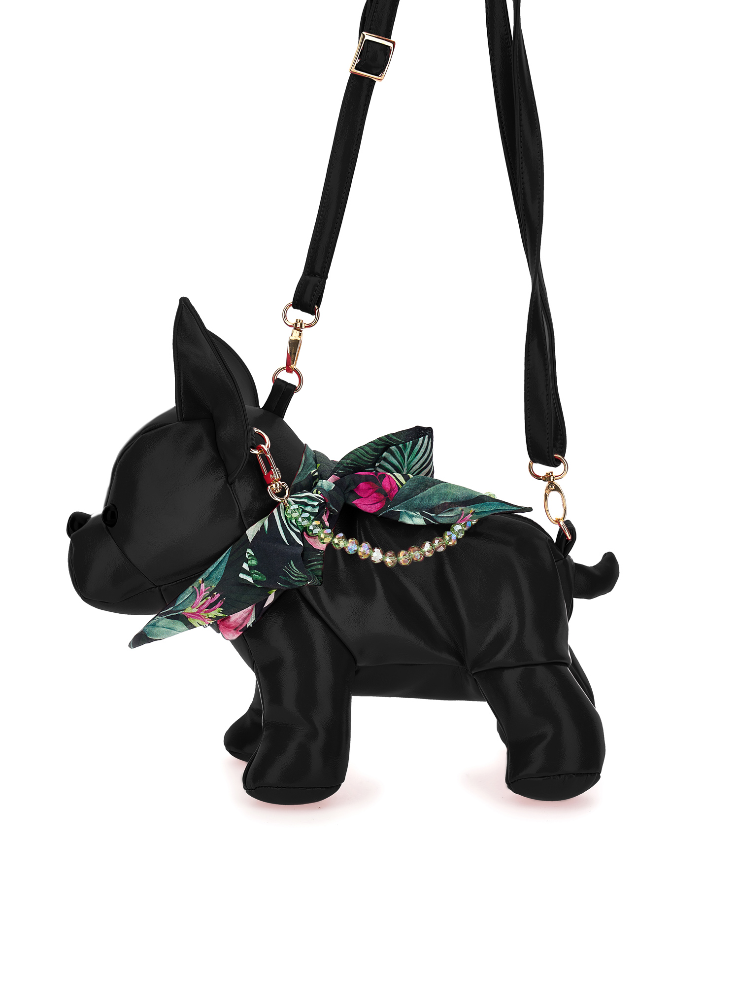 Shop Monnalisa Coated Fabric Puppy Bag In Black