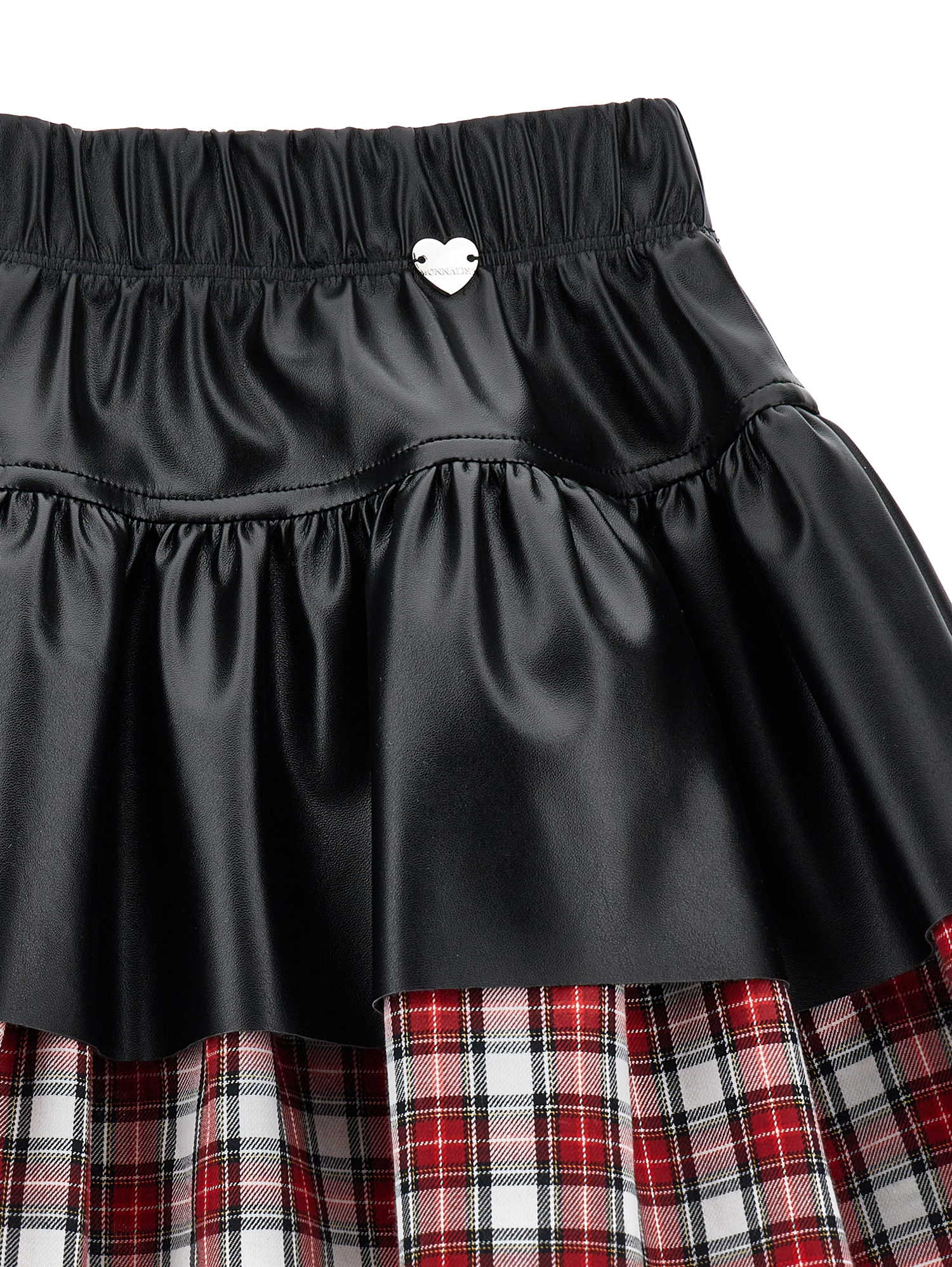 Monnalisa Tartan Coated Fabric Skirt In Black