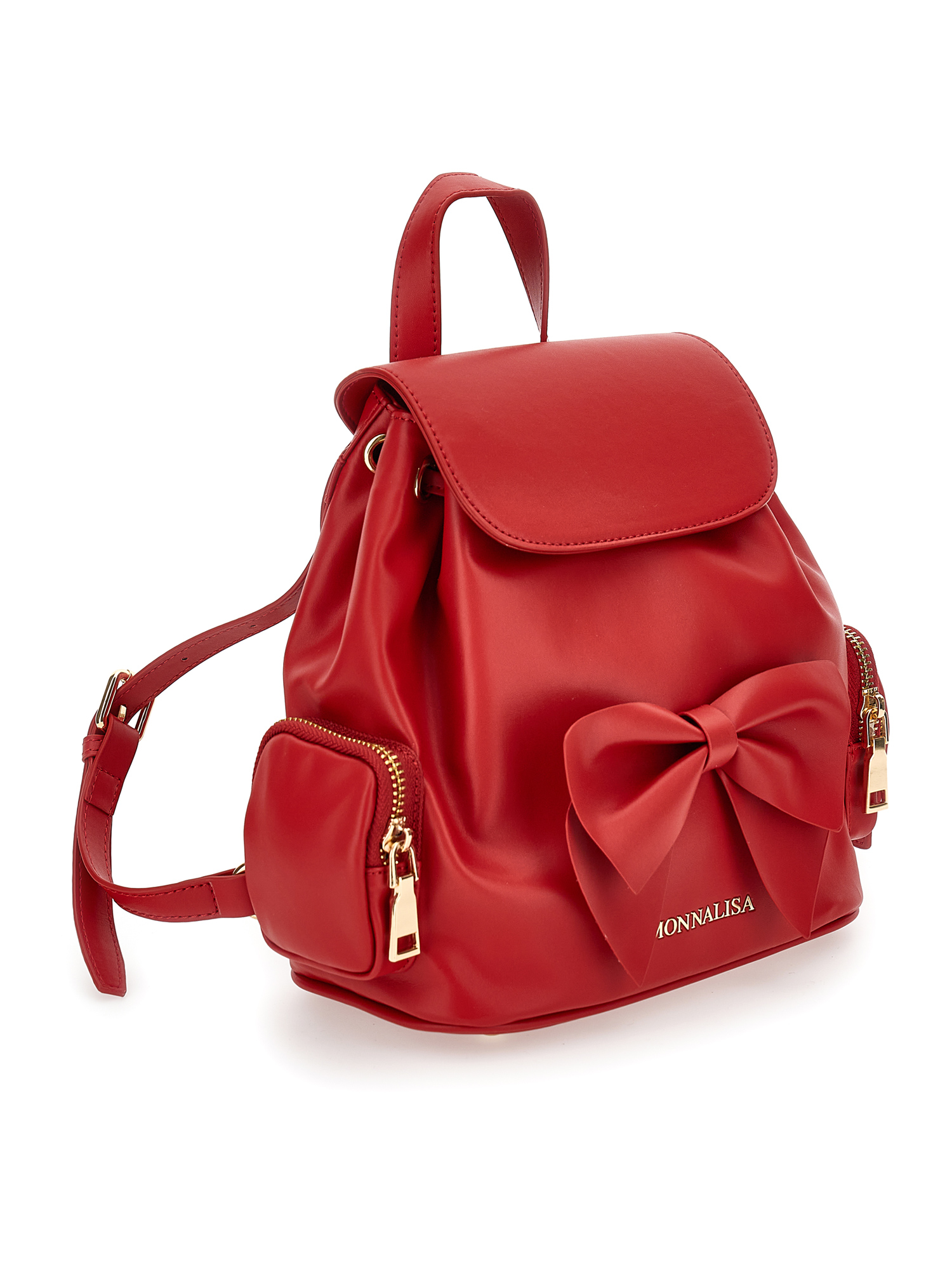 Monnalisa Regenerated Leather Backpack In Ruby Red
