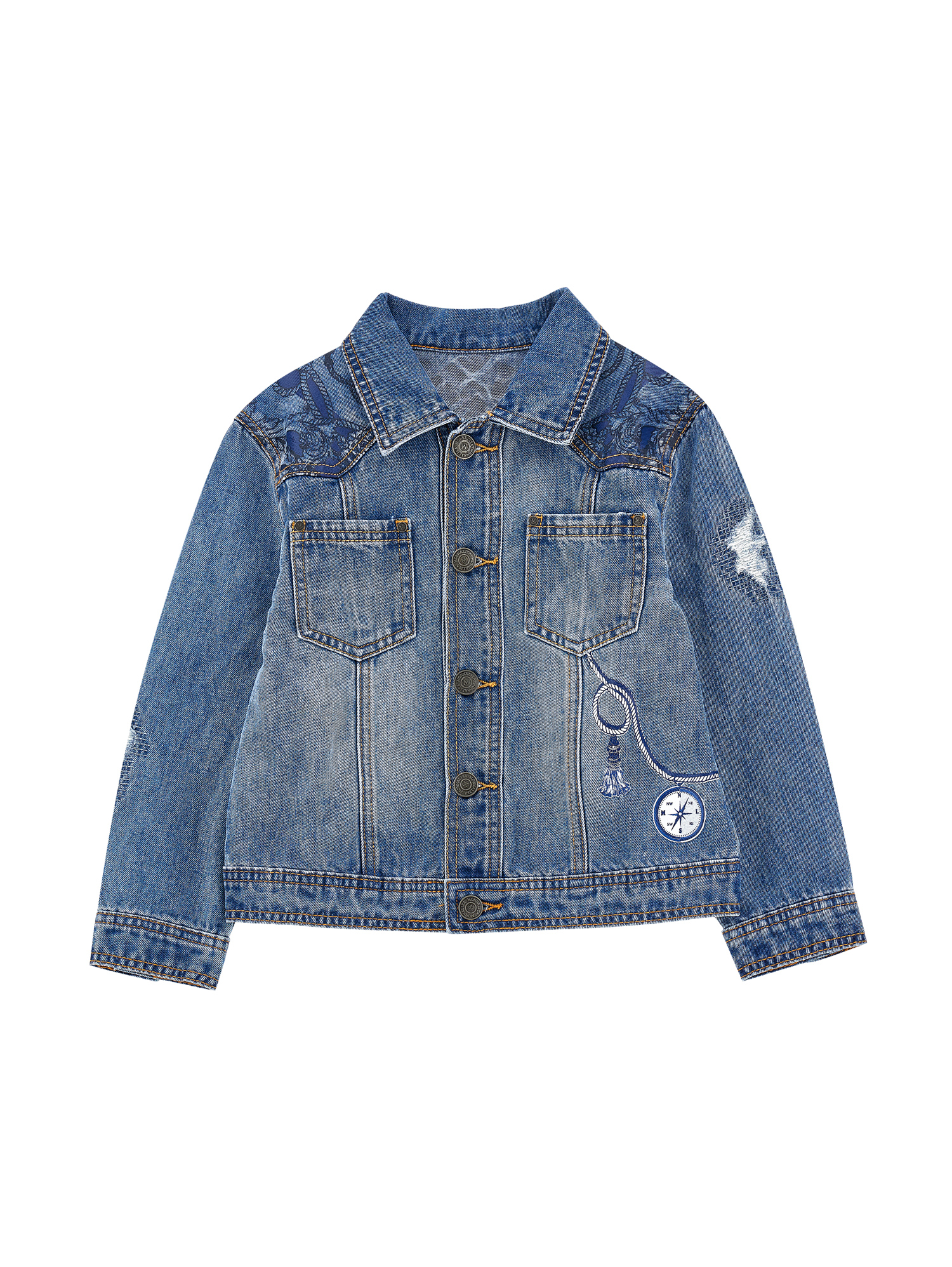 Monnalisa Five-pocket Denim Jacket In Vintage Blue