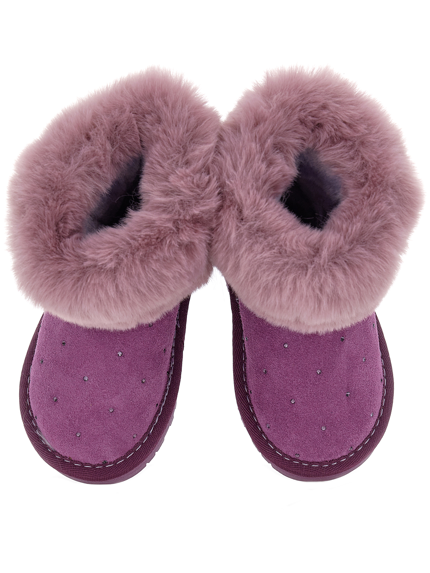Girls Pink Glitter & Faux Fur Boots