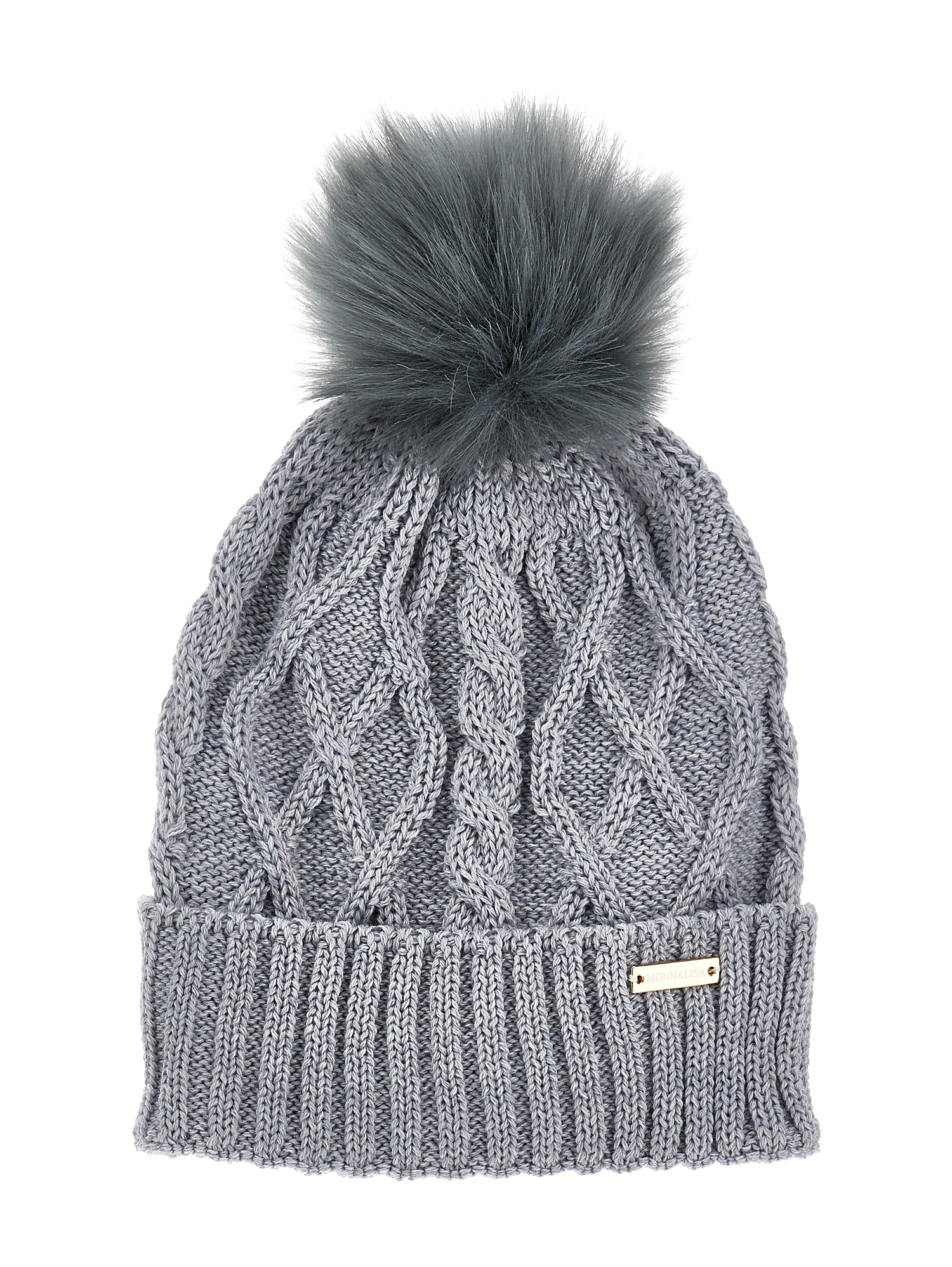 Monnalisa Jacquard Wool Hat In Grey
