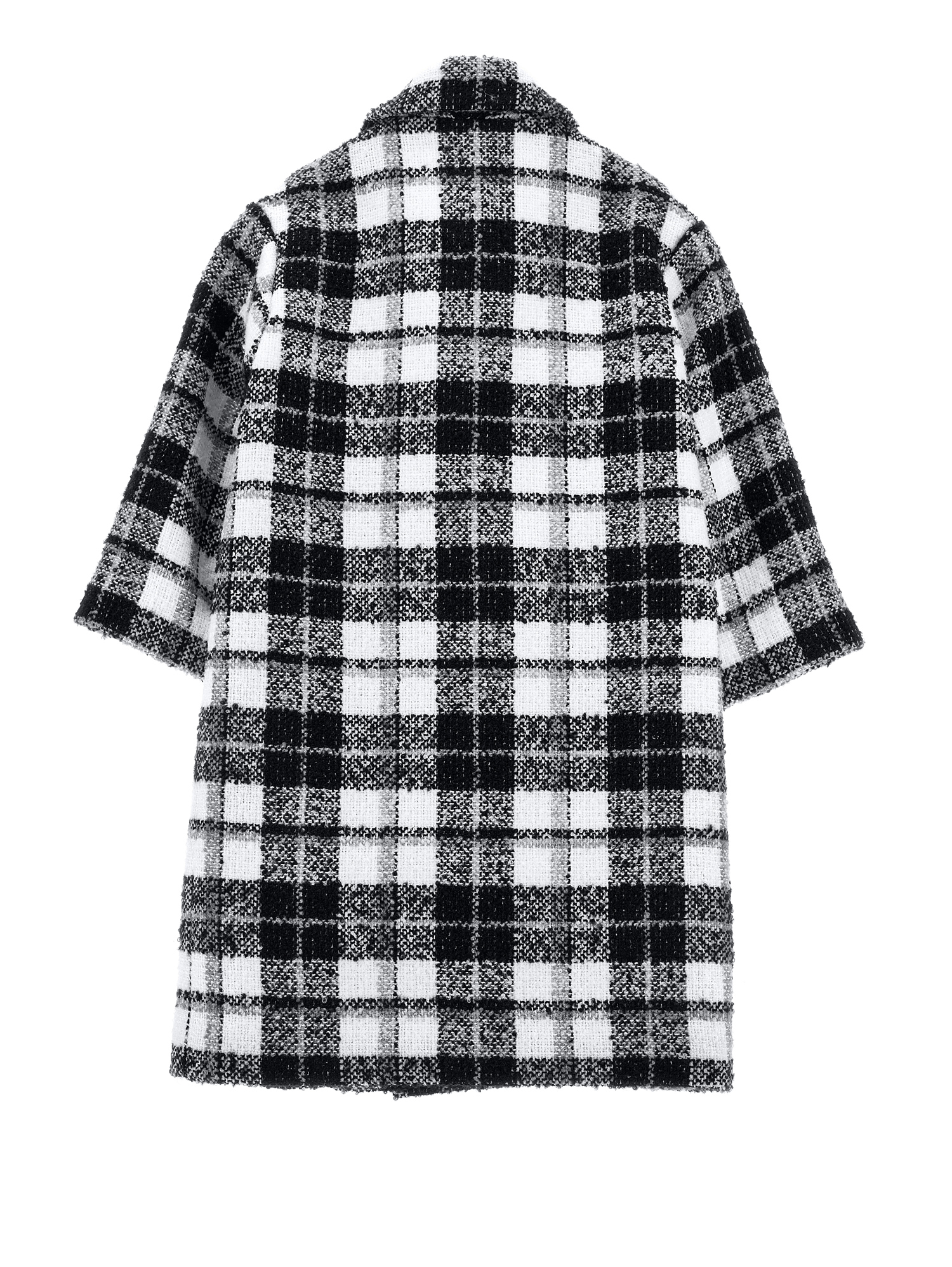 Monnalisa Bouclé Check Overcoat (2-12 Years) In Cream + Black