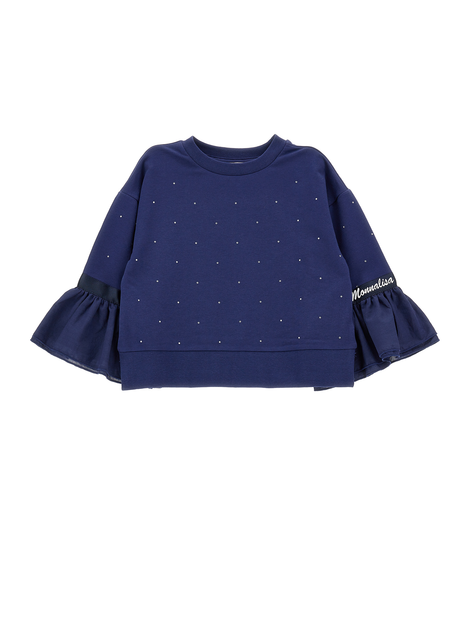 Monnalisa Closed Sweatshirt With Ruffles In Blue