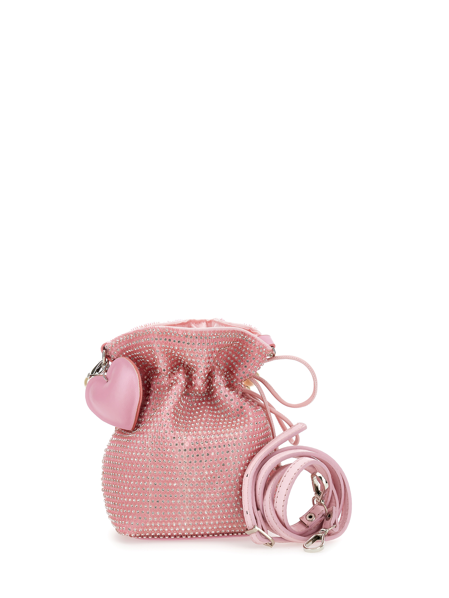 Monnalisa Rhinestone Mesh Bag In Light Pink