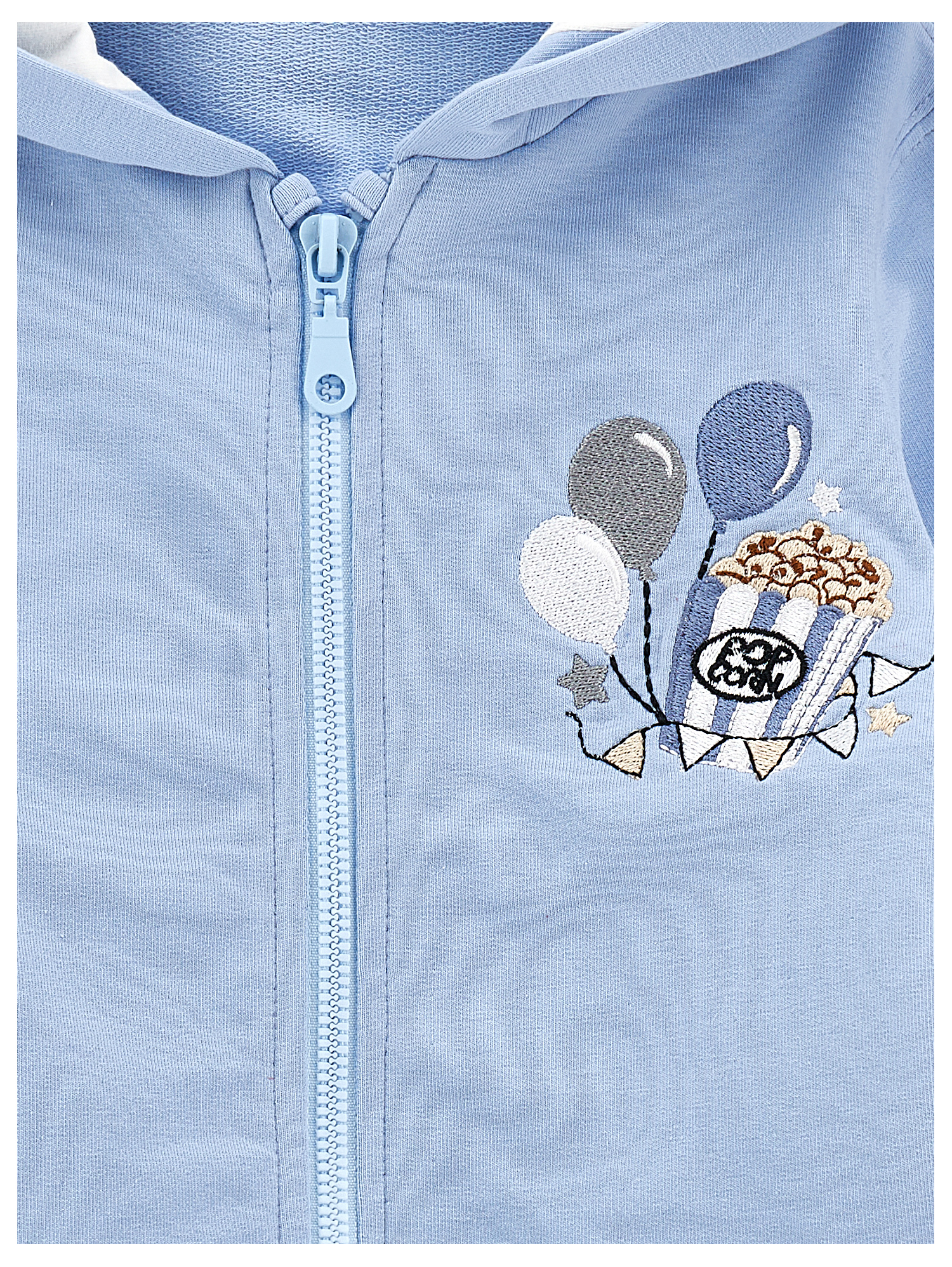 Monnalisa Two-tone Hoodie In Light Blue + Cream