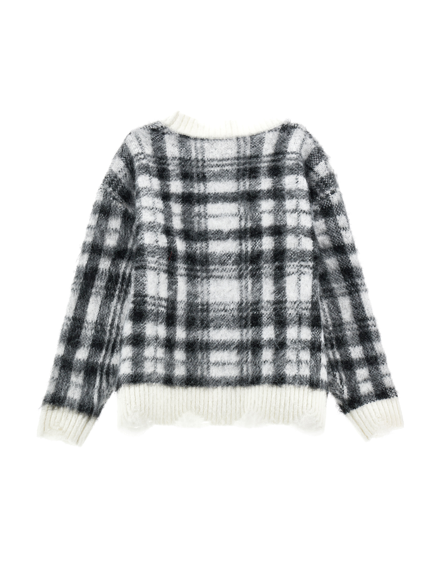 Monnalisa Tartan Cardigan In Black + Cream