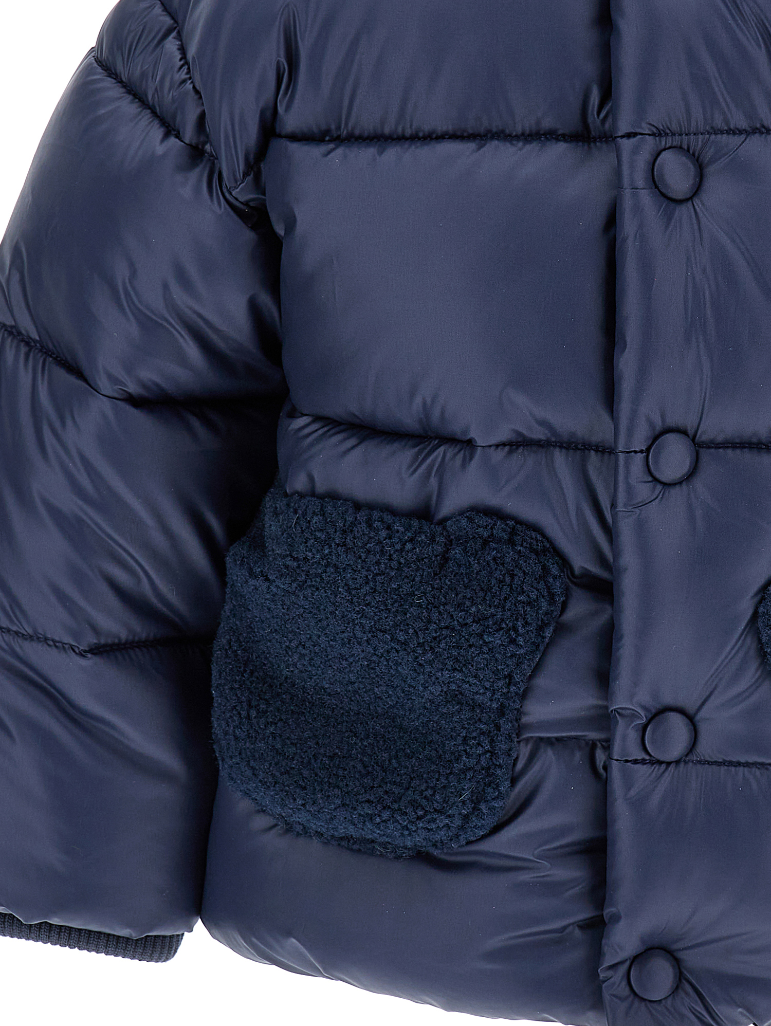 Monnalisa Padded Down Jacket With Plush In Navy Blue