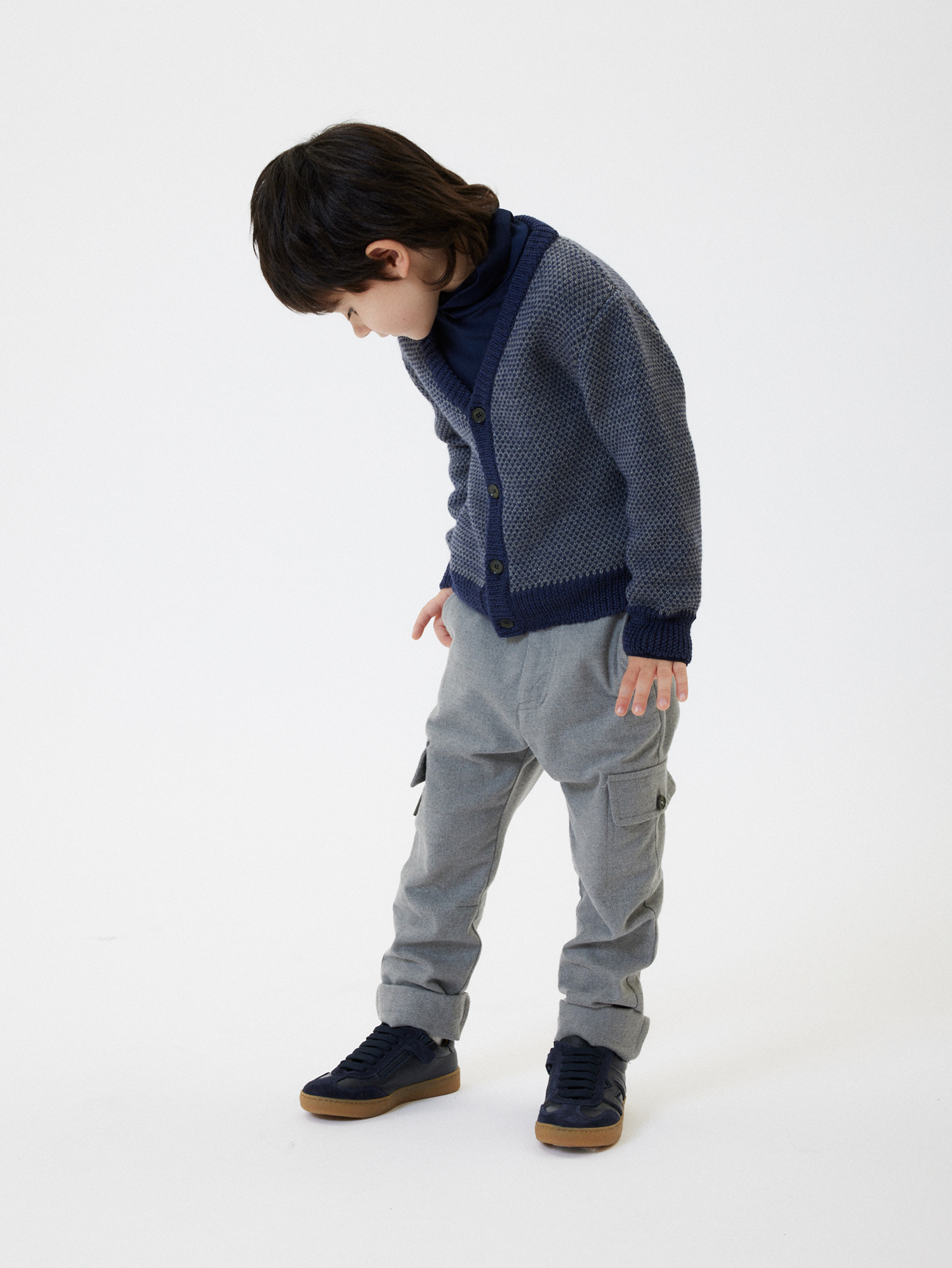 Monnalisa Flannel Trousers With Cargo Pockets In Grey