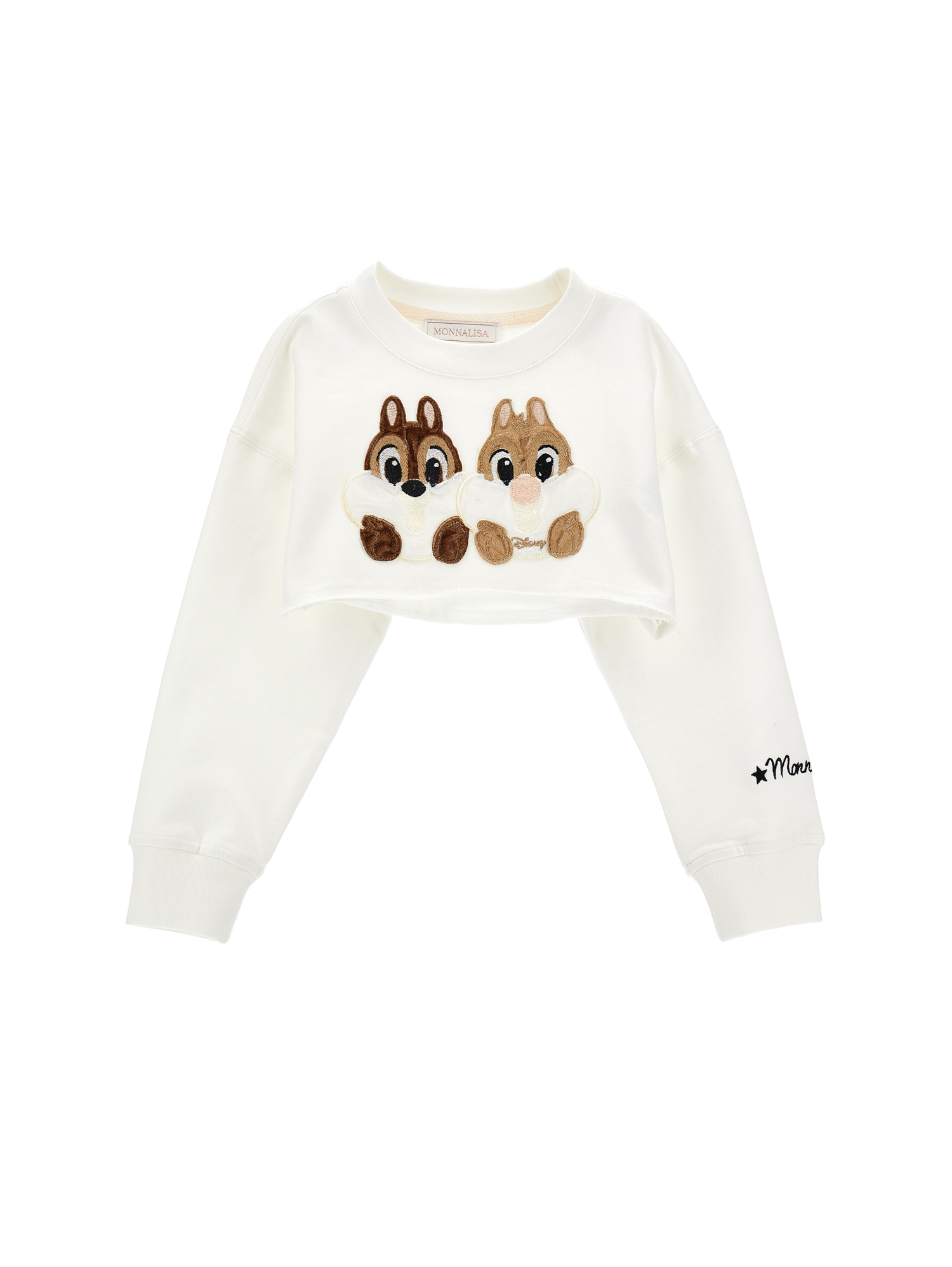 Monnalisa Kids'   Chip ‘n' Dale Cropped Sweatshirt In Cream
