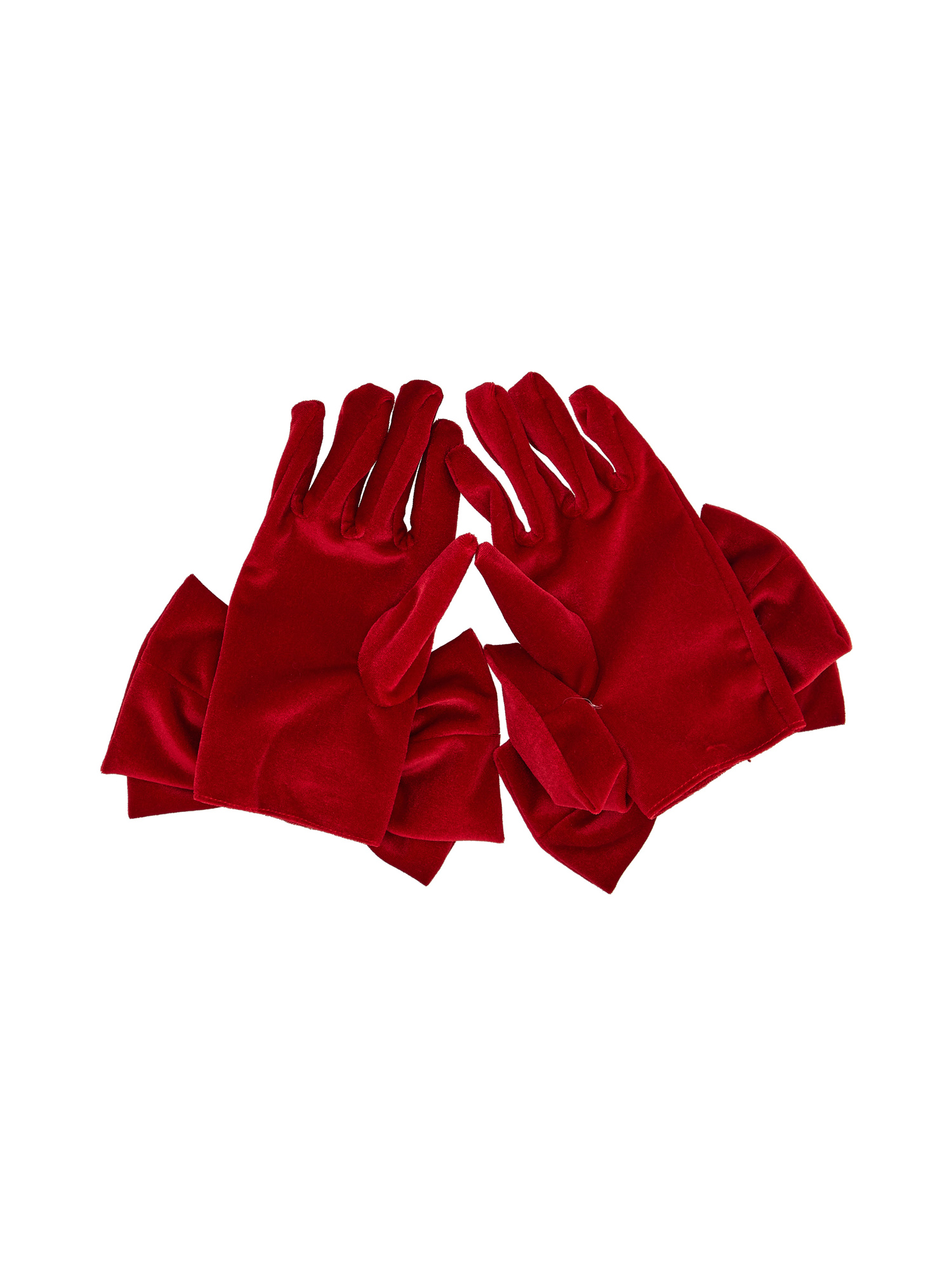 Shop Monnalisa Maxi Bow Velvet Gloves In Ruby Red