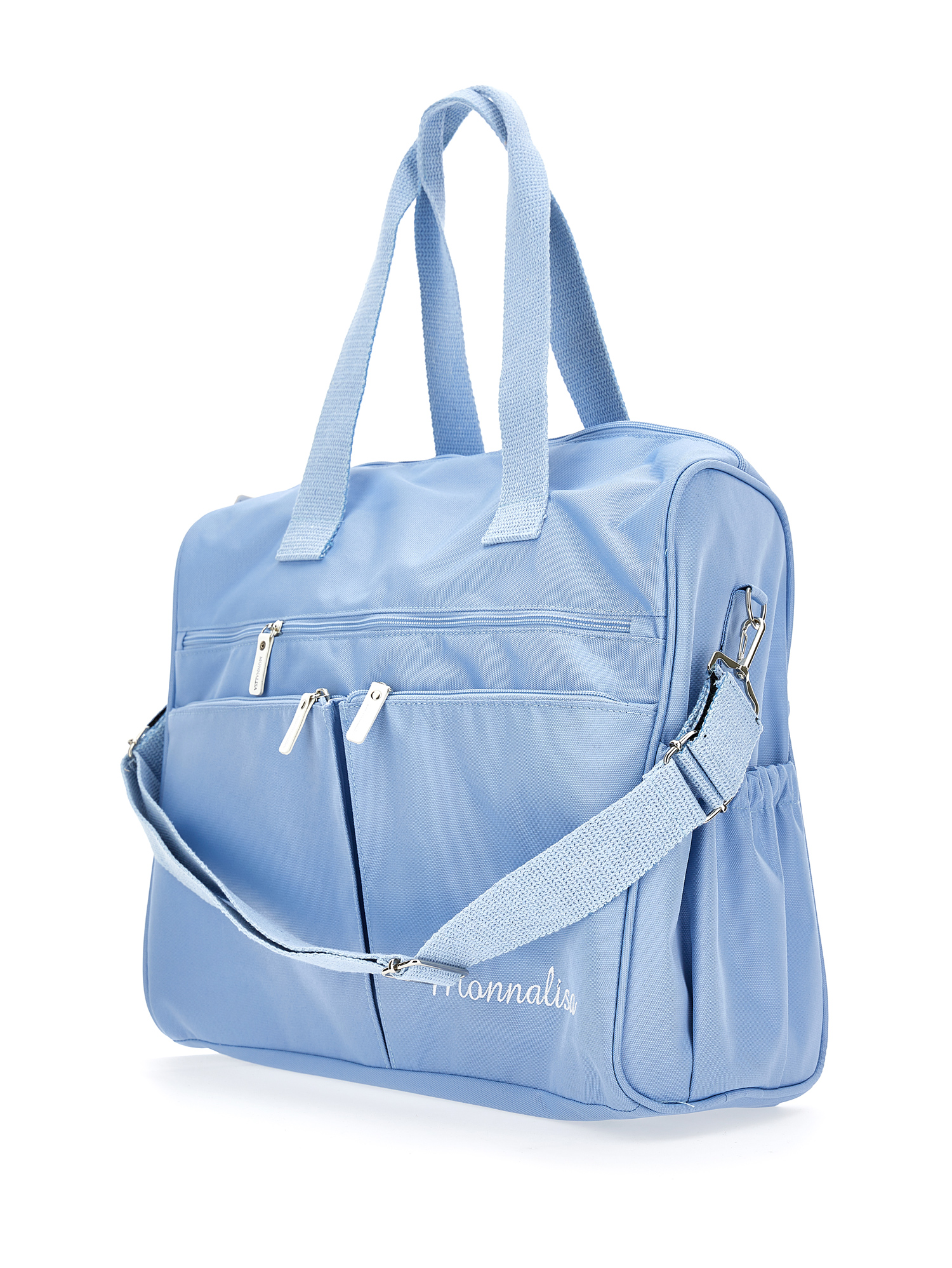 Shop Monnalisa Ottoman Changing Bag With Logo In Sky Blue