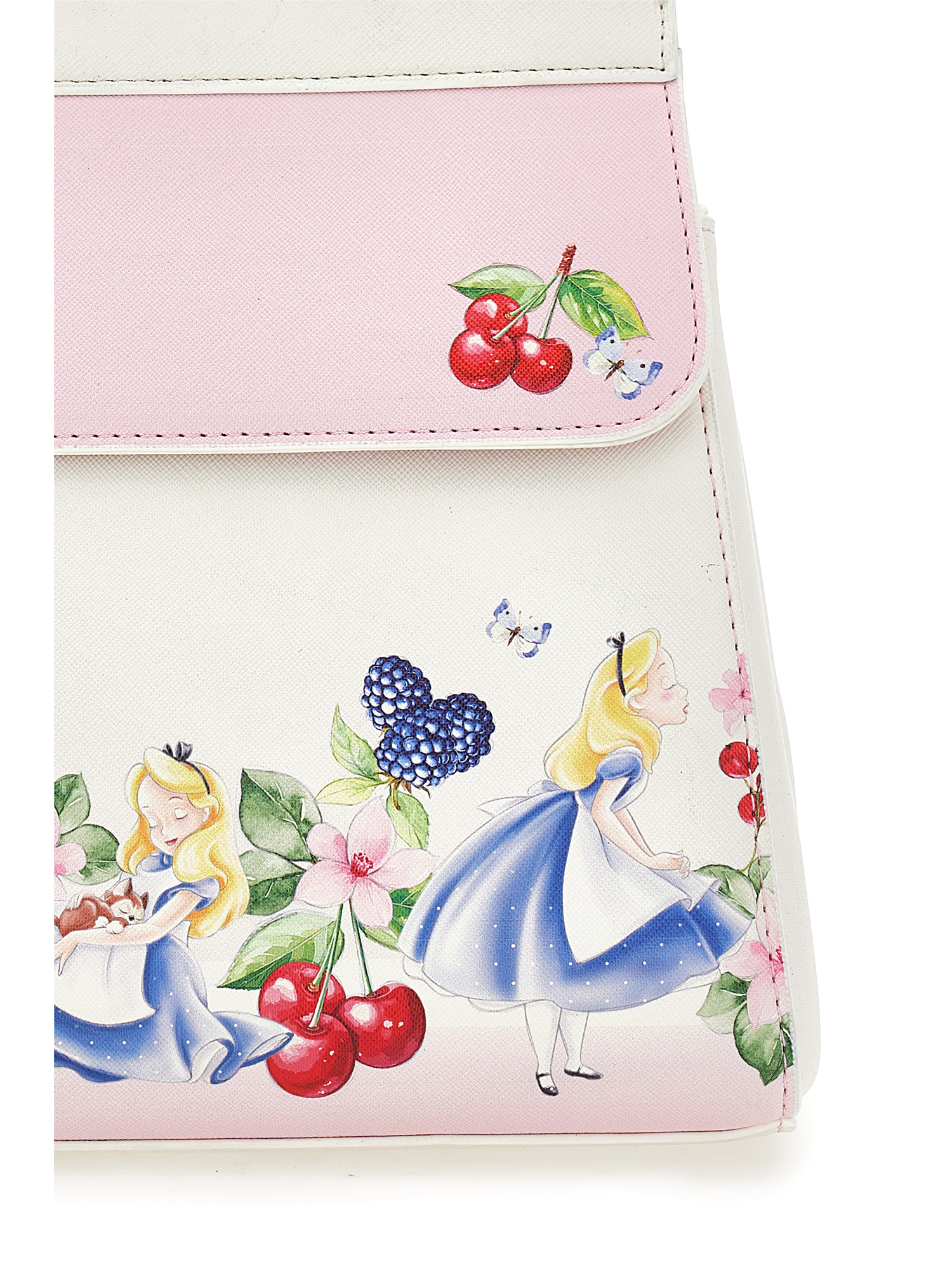 Monnalisa Alice Coated Fabric Bag In Cream + Pink