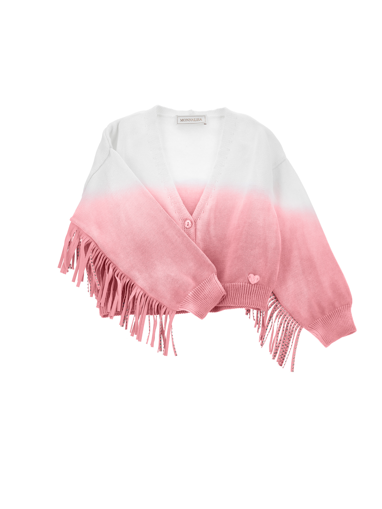 Monnalisa Shaded Cotton Cardigan In Rosa Fairy Tale