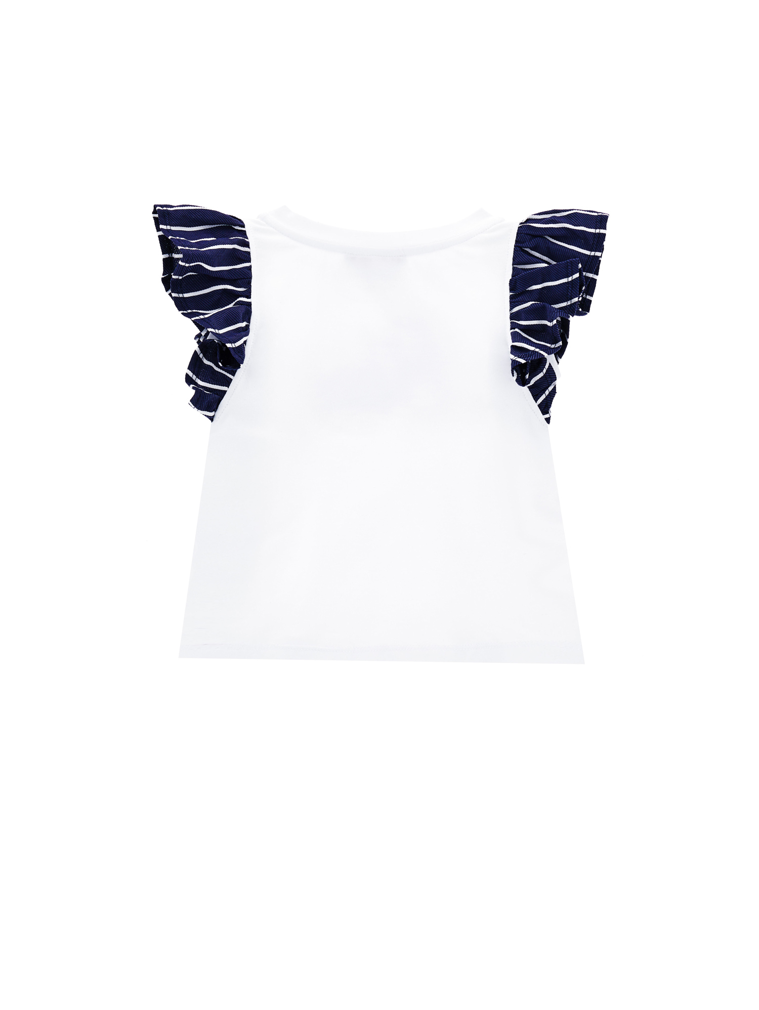 Shop Monnalisa Jersey T-shirt With Sailor Stripe Sleeves In White