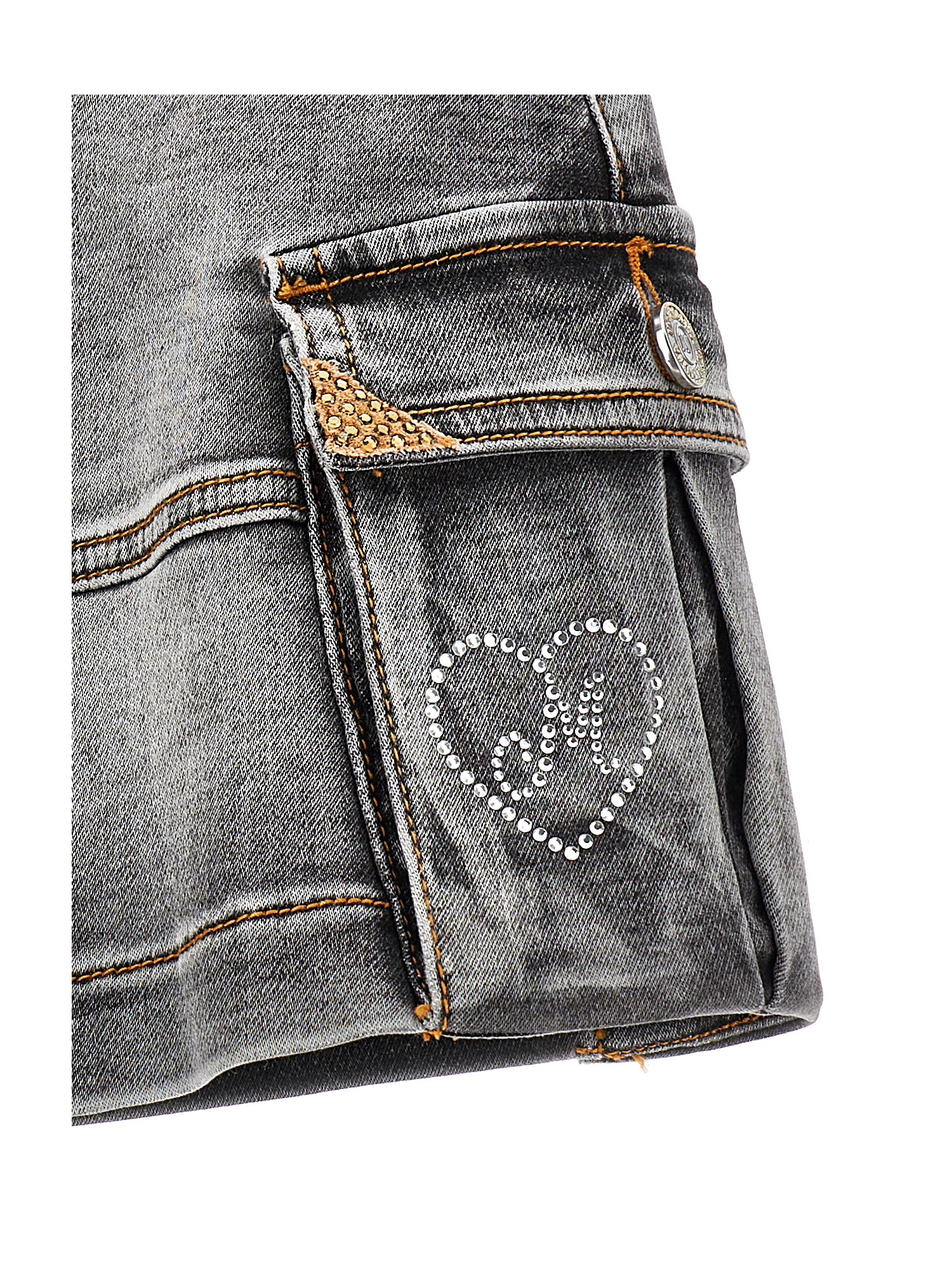 Monnalisa Denim Cargo Mini Skirt In Black