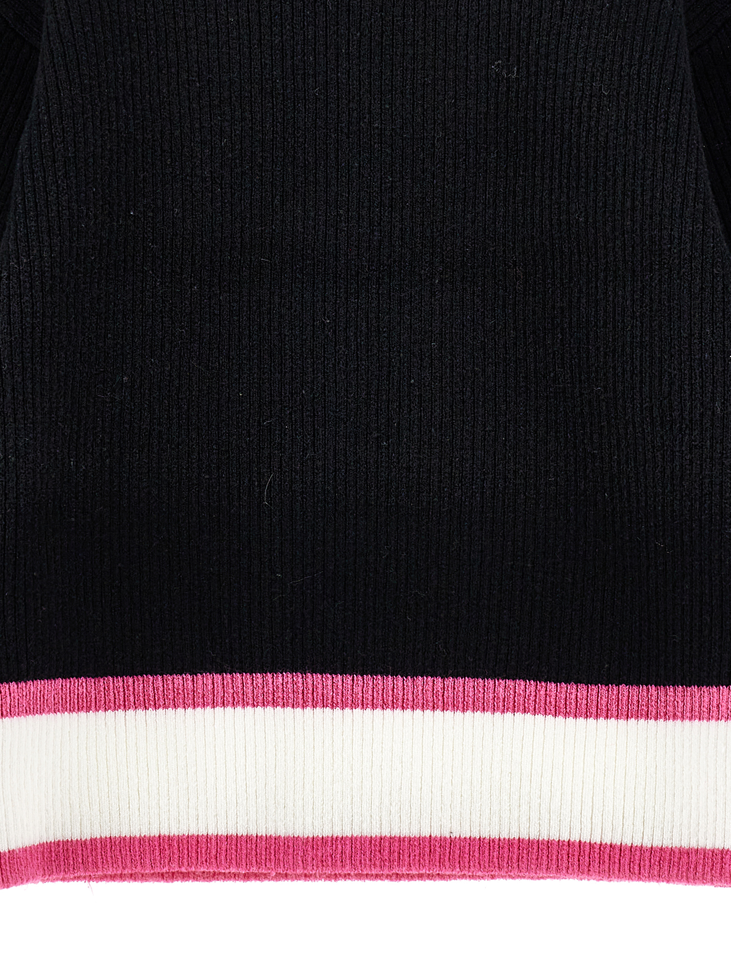 Monnalisa Ribbed Mini Sweater In Black + Fuchsia
